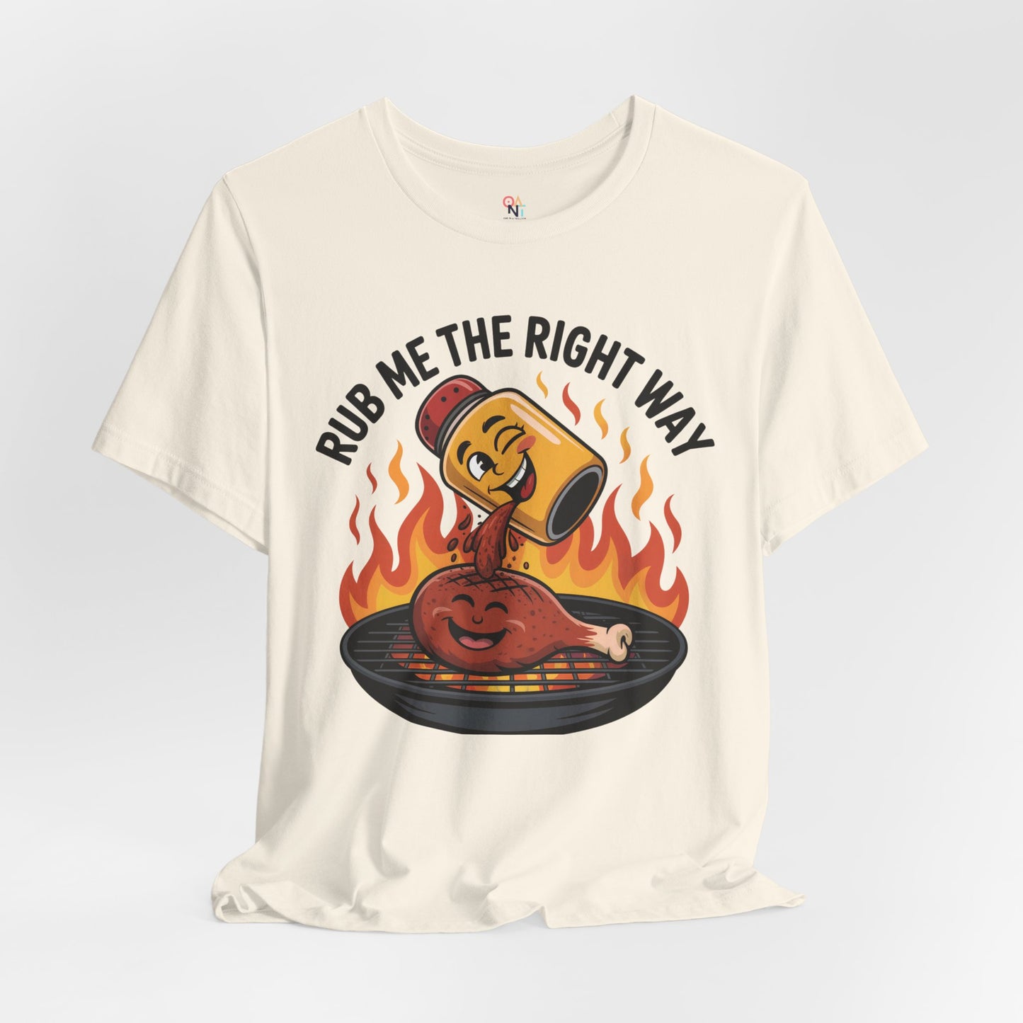 Fun Unisex T-Shirt with Cartoon Spice Shaker & Grilled Chicken Design – Playful BBQ Graphic