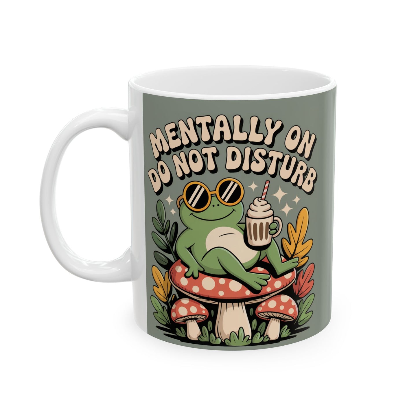 Mentally on Do Not Disturb - Coffee Vibe Mug, Retro Frog Design