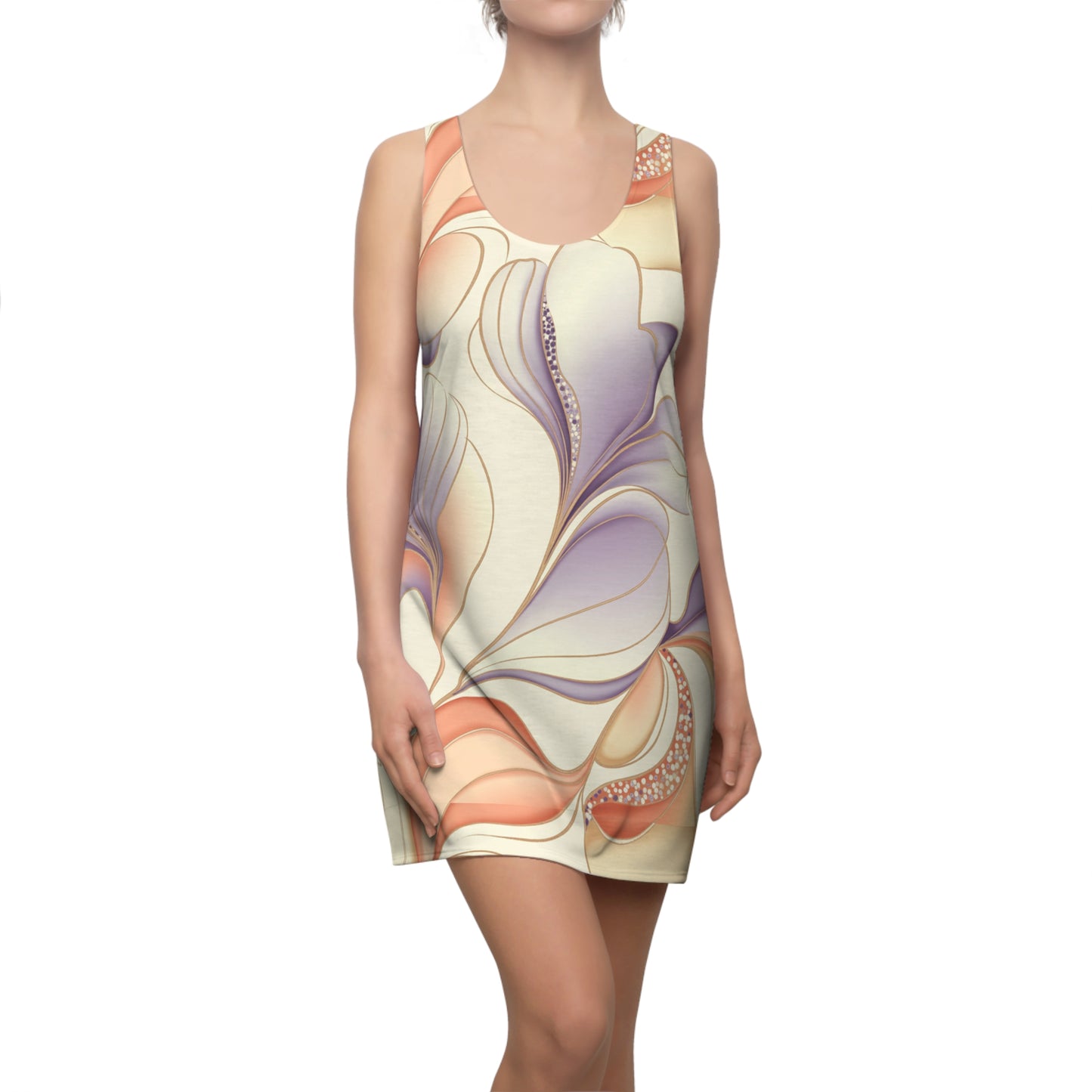 Racerback Dress - Abstract Contours Pastel Elegance Whispering Lines Lavender Rose Gold