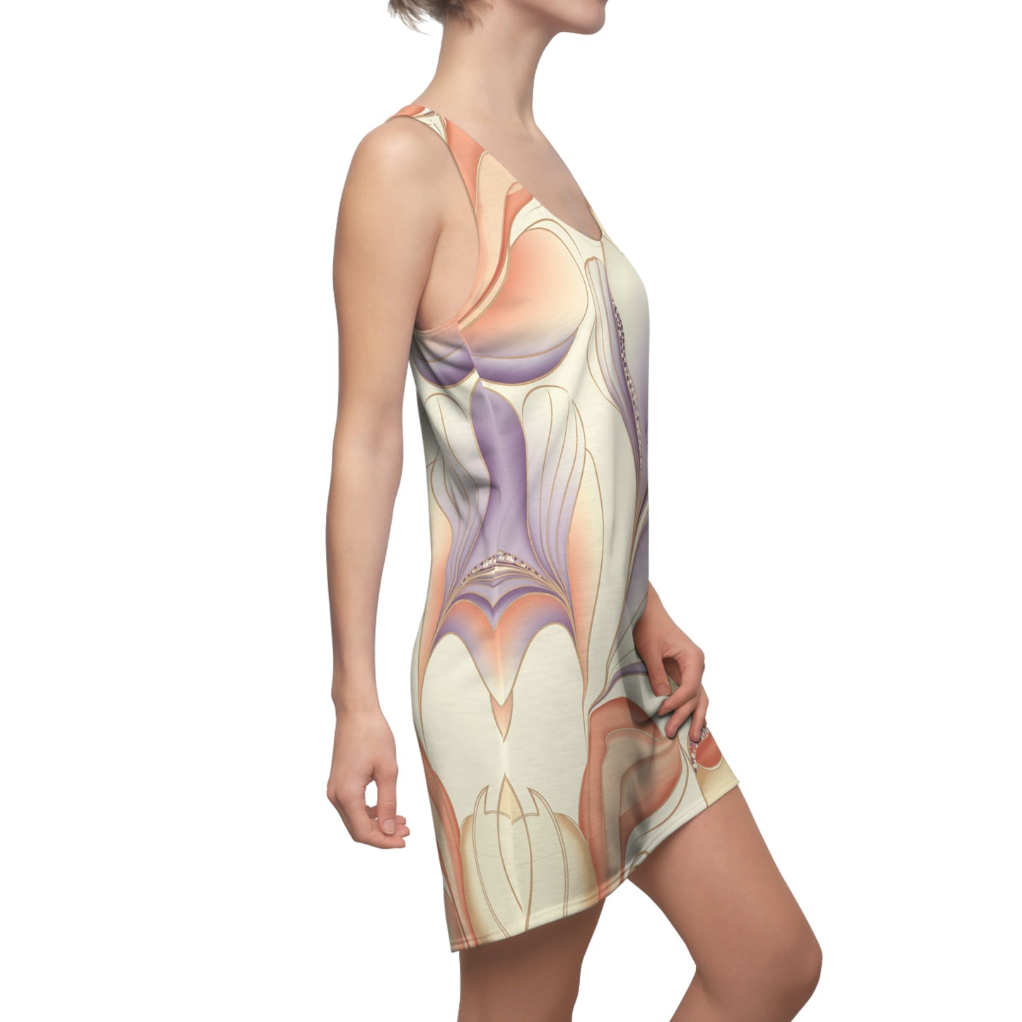 Racerback Dress - Abstract Contours Pastel Elegance Whispering Lines Lavender Rose Gold