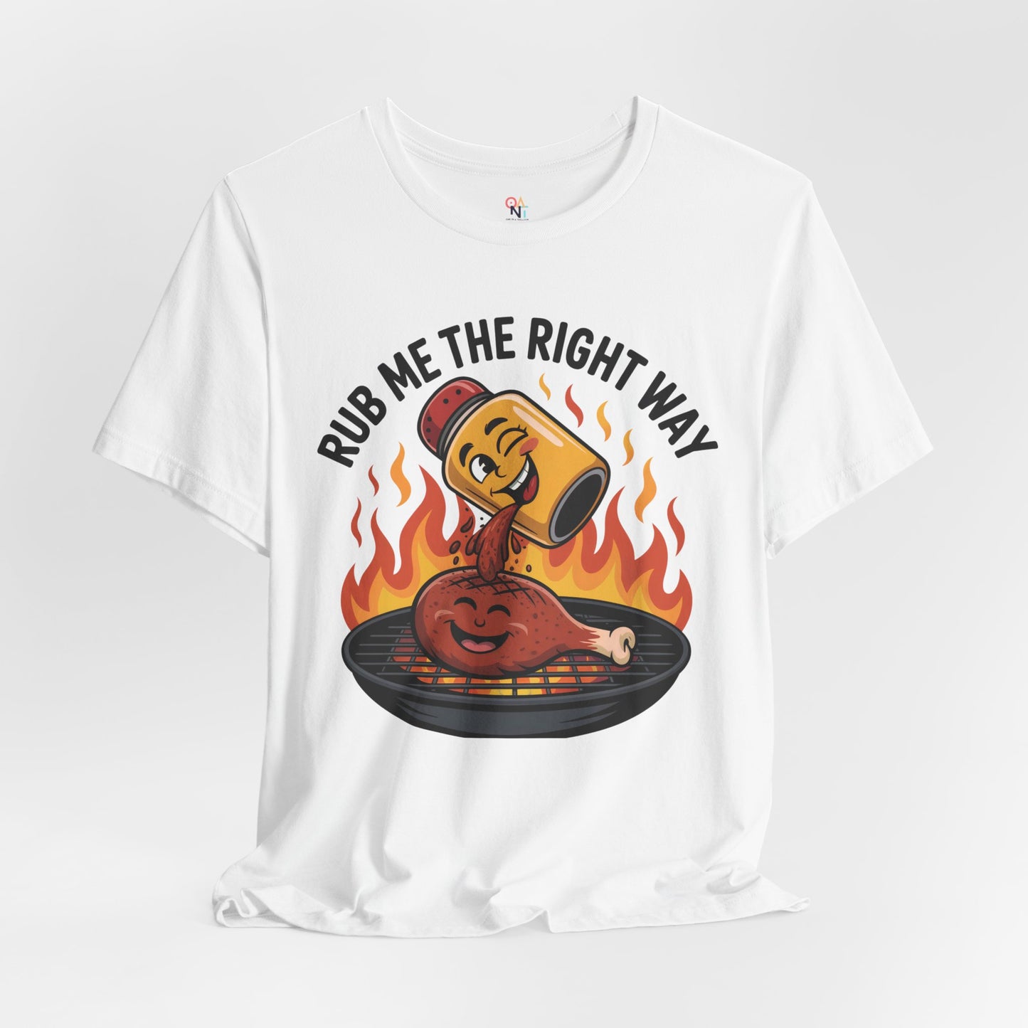 Fun Unisex T-Shirt with Cartoon Spice Shaker & Grilled Chicken Design – Playful BBQ Graphic