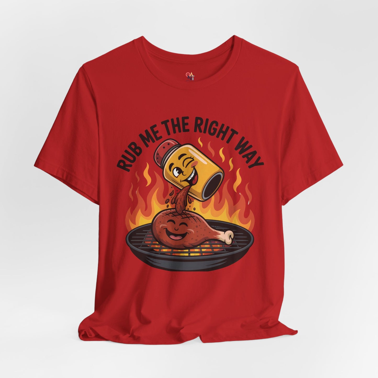 Fun Unisex T-Shirt with Cartoon Spice Shaker & Grilled Chicken Design – Playful BBQ Graphic