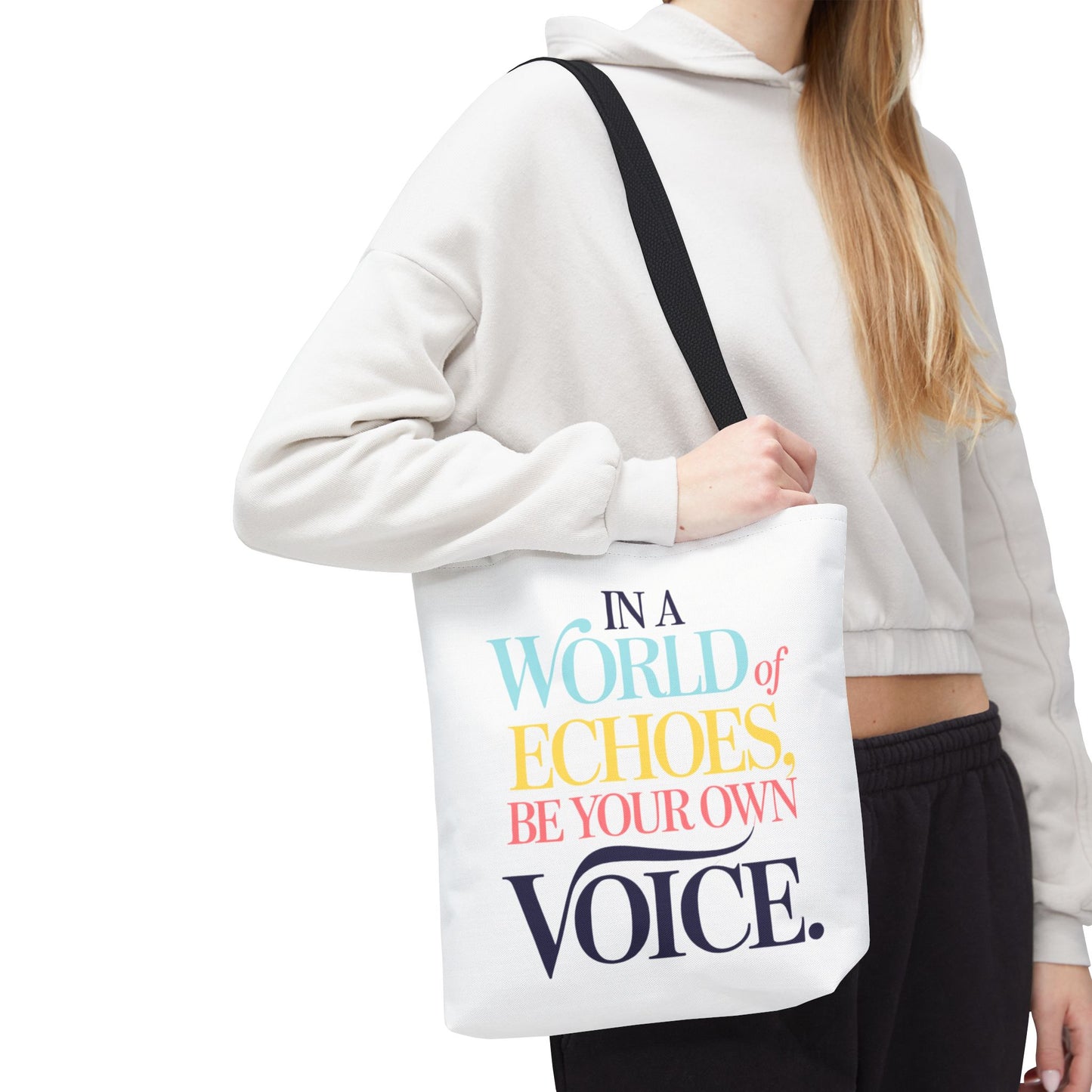 “Be Your Own Voice” Inspirational Tote Bag – Stylish, Durable, and Uniquely You