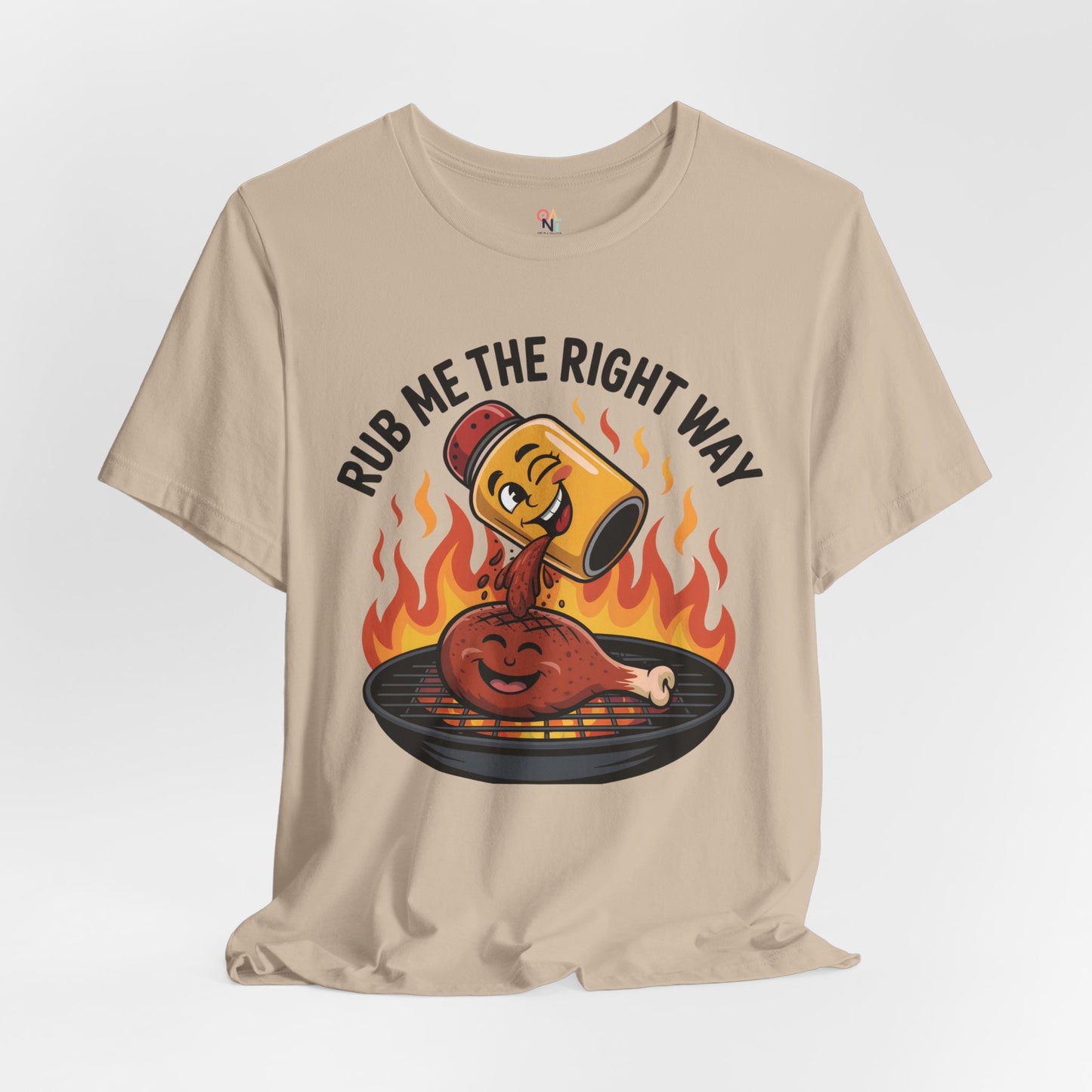 Fun Unisex T-Shirt with Cartoon Spice Shaker & Grilled Chicken Design – Playful BBQ Graphic