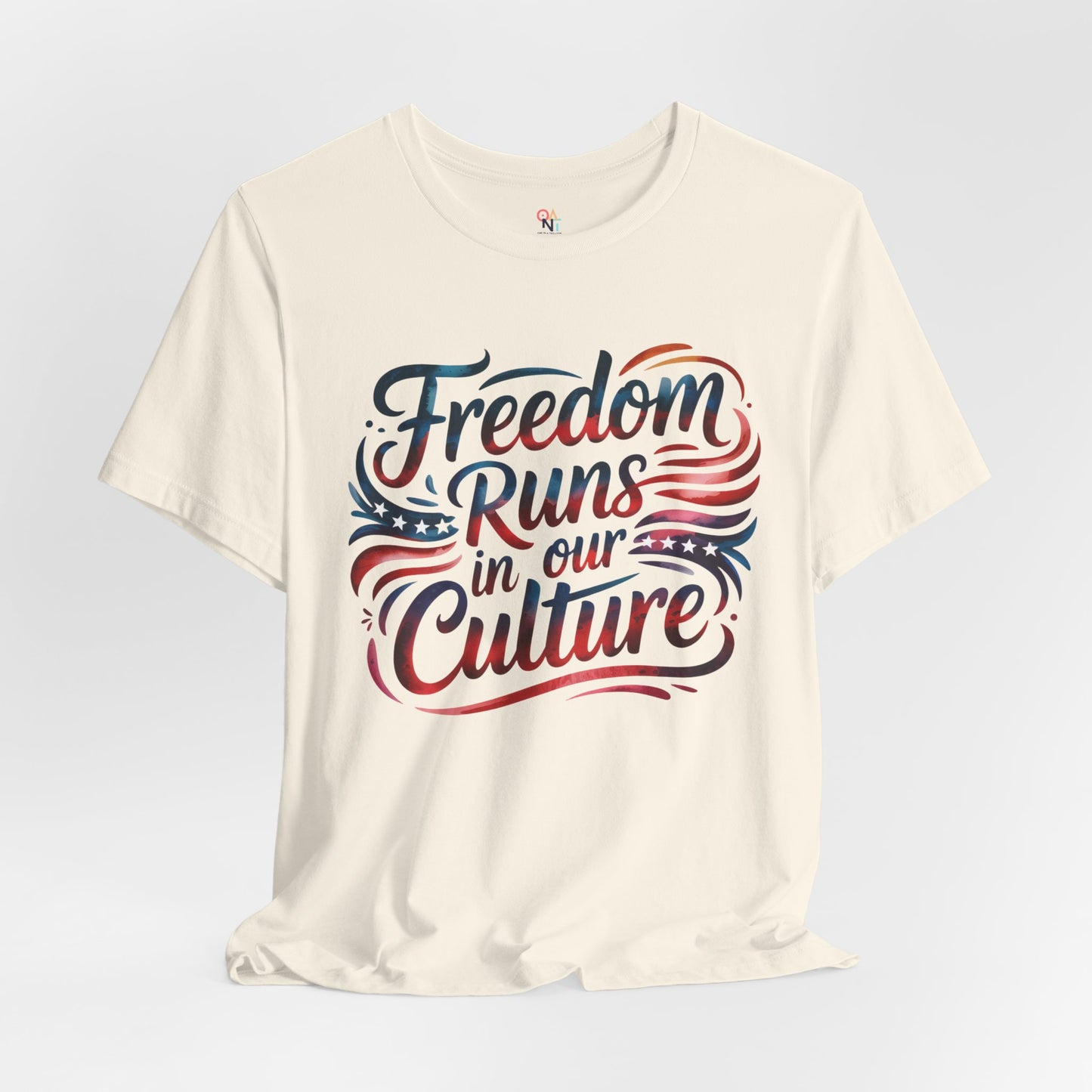 Freedom Runs in Our Culture T-Shirt – Watercolor Patriotic Quote | Unisex 4th of July Tee