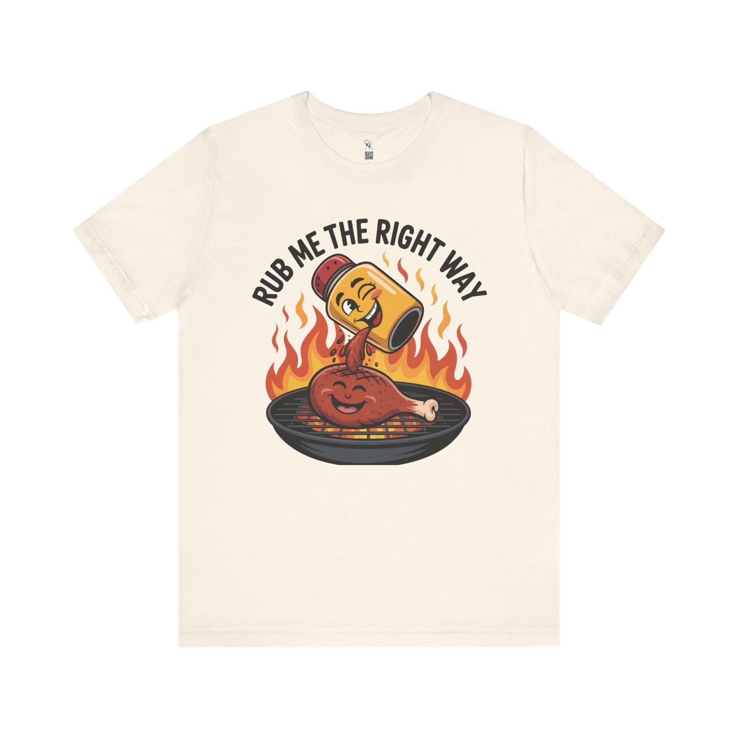 Fun Unisex T-Shirt with Cartoon Spice Shaker & Grilled Chicken Design – Playful BBQ Graphic