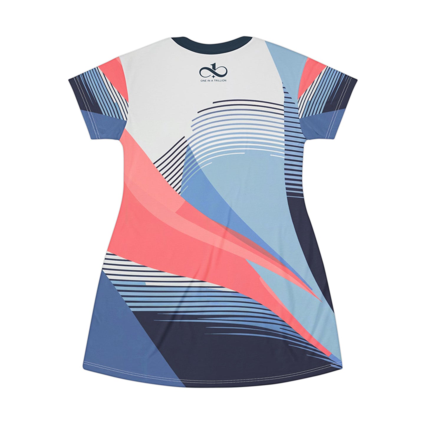 Abstract T-Shirt Dress - One In A Trillion | Midnight Navy, Blue Calm & Coral Love Apparel Collection – Unisex, Mix & Match
