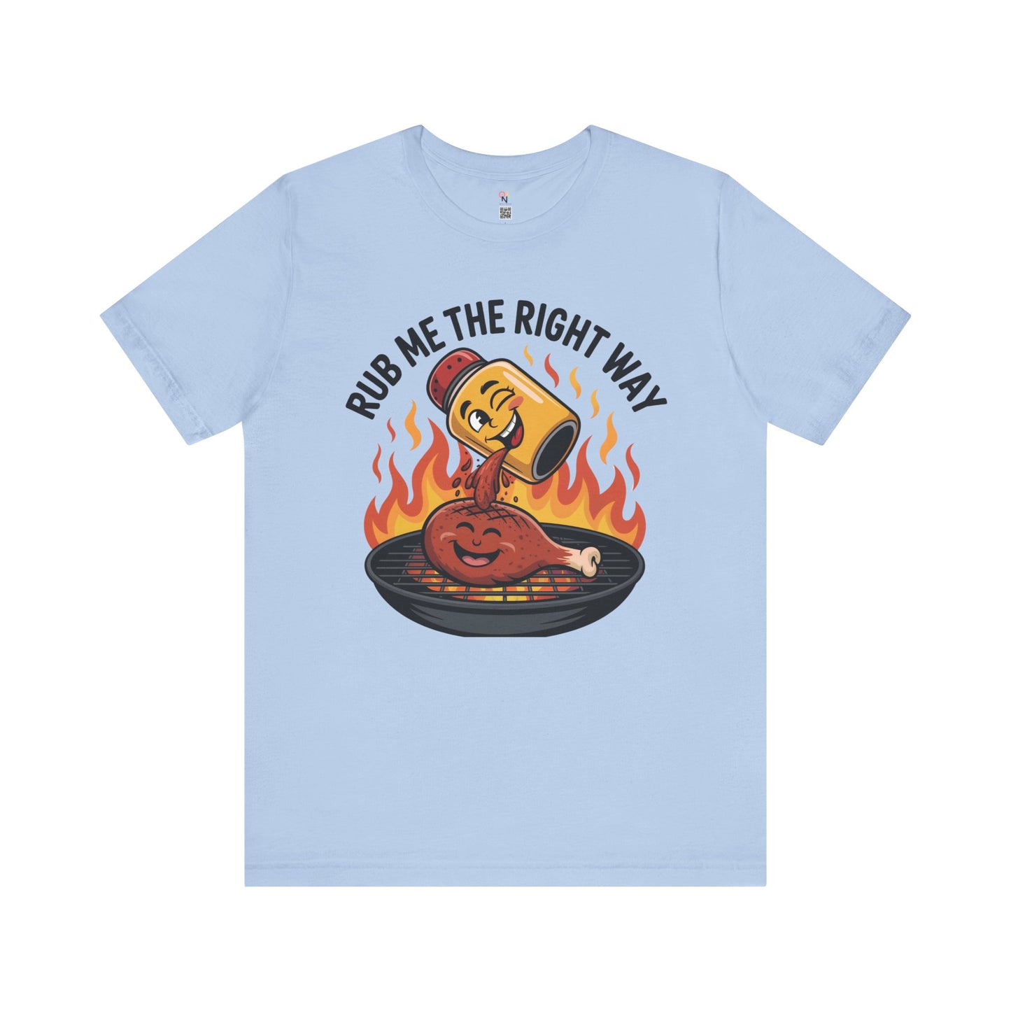 Fun Unisex T-Shirt with Cartoon Spice Shaker & Grilled Chicken Design – Playful BBQ Graphic