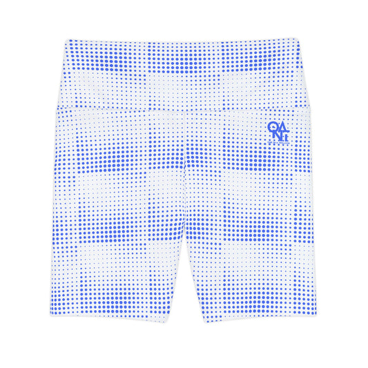 Women's Workout Shorts - Ultramarine Blue Dot Design for Bold Style and Confidence