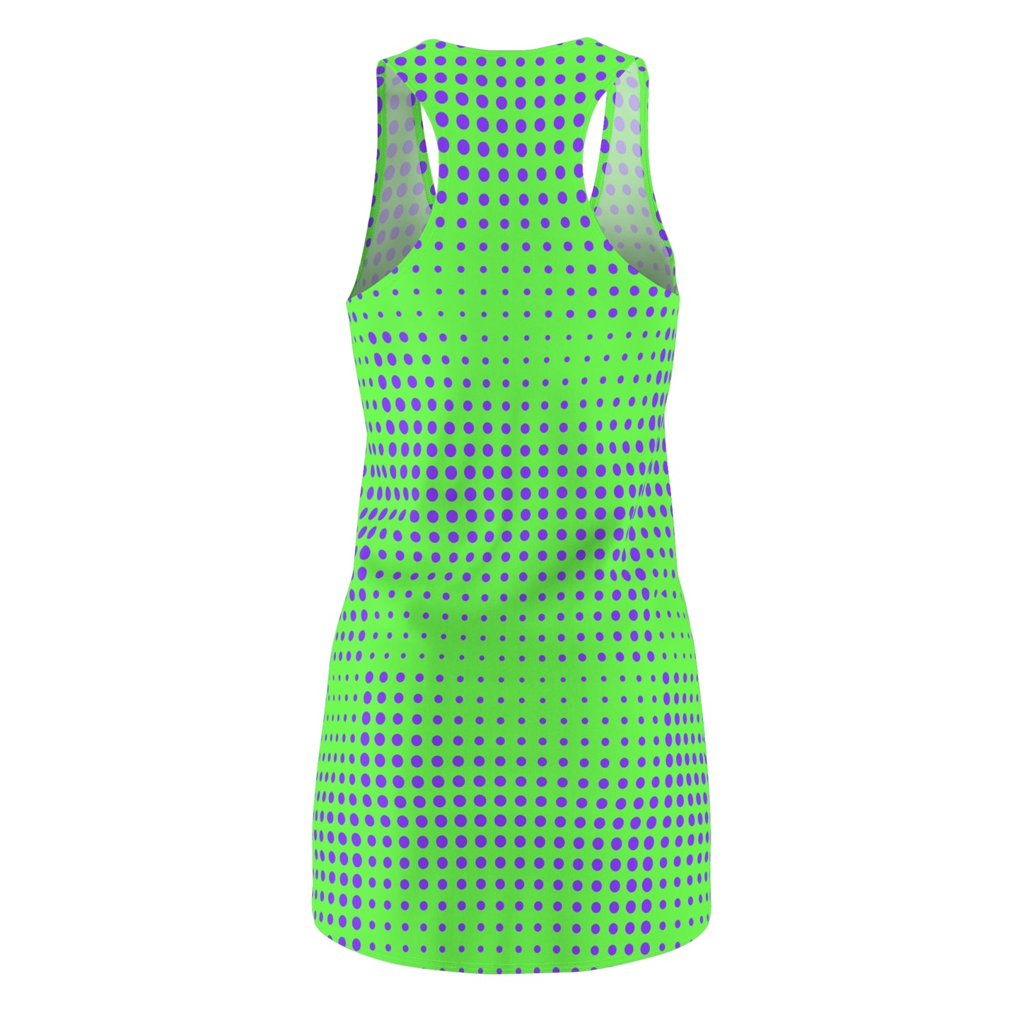 Racerback Dress - Lime Green & Vivid Purple Polka Dots Design