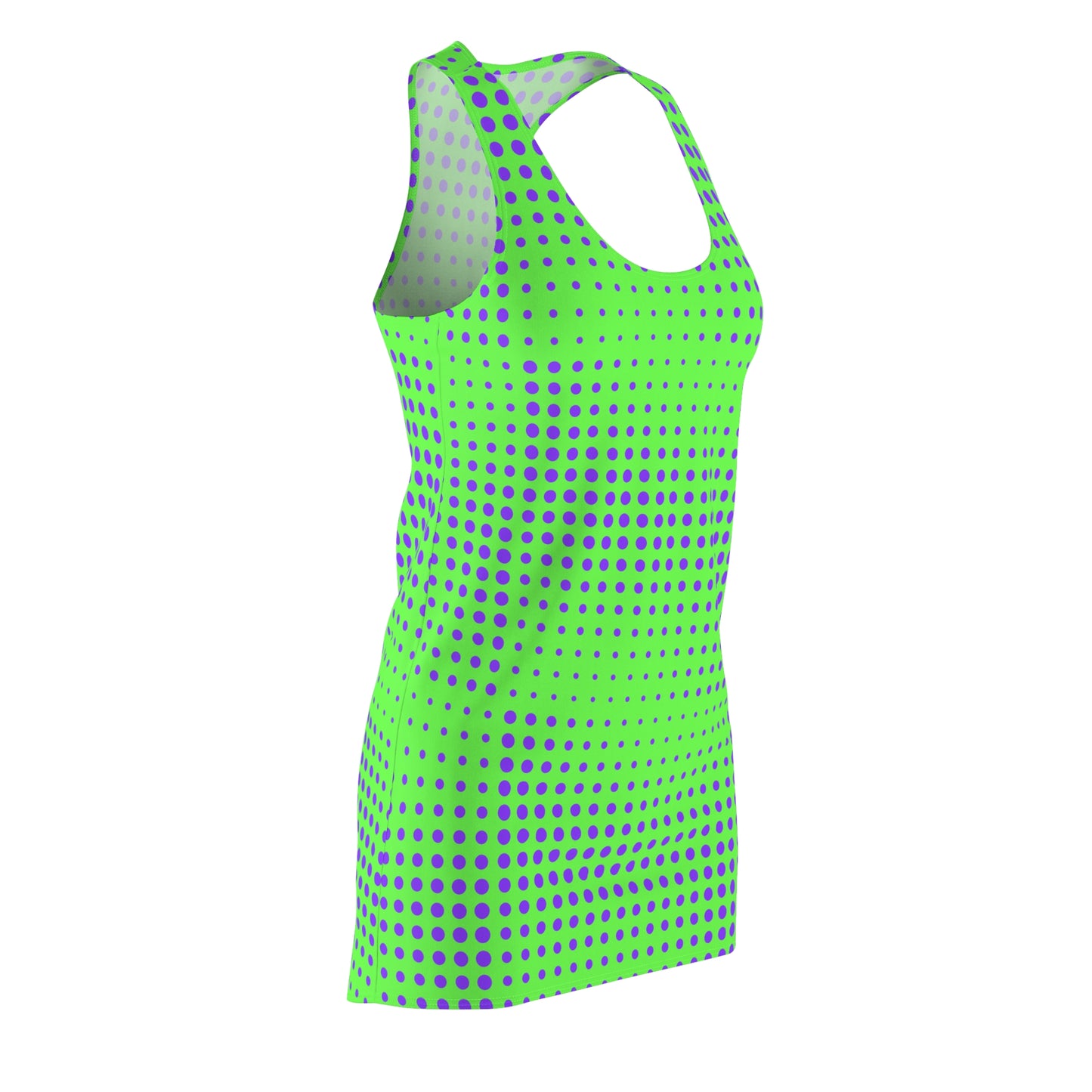 Racerback Dress - Lime Green & Vivid Purple Polka Dots Design