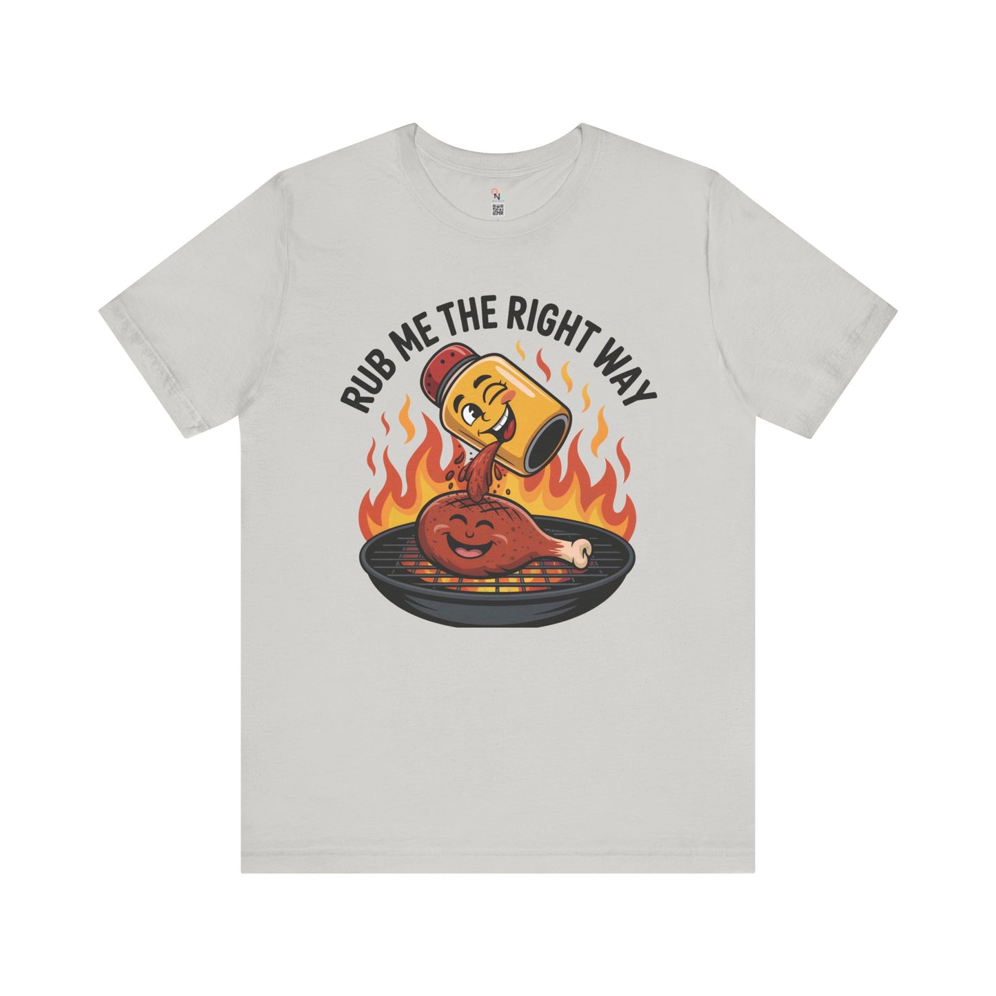 Fun Unisex T-Shirt with Cartoon Spice Shaker & Grilled Chicken Design – Playful BBQ Graphic