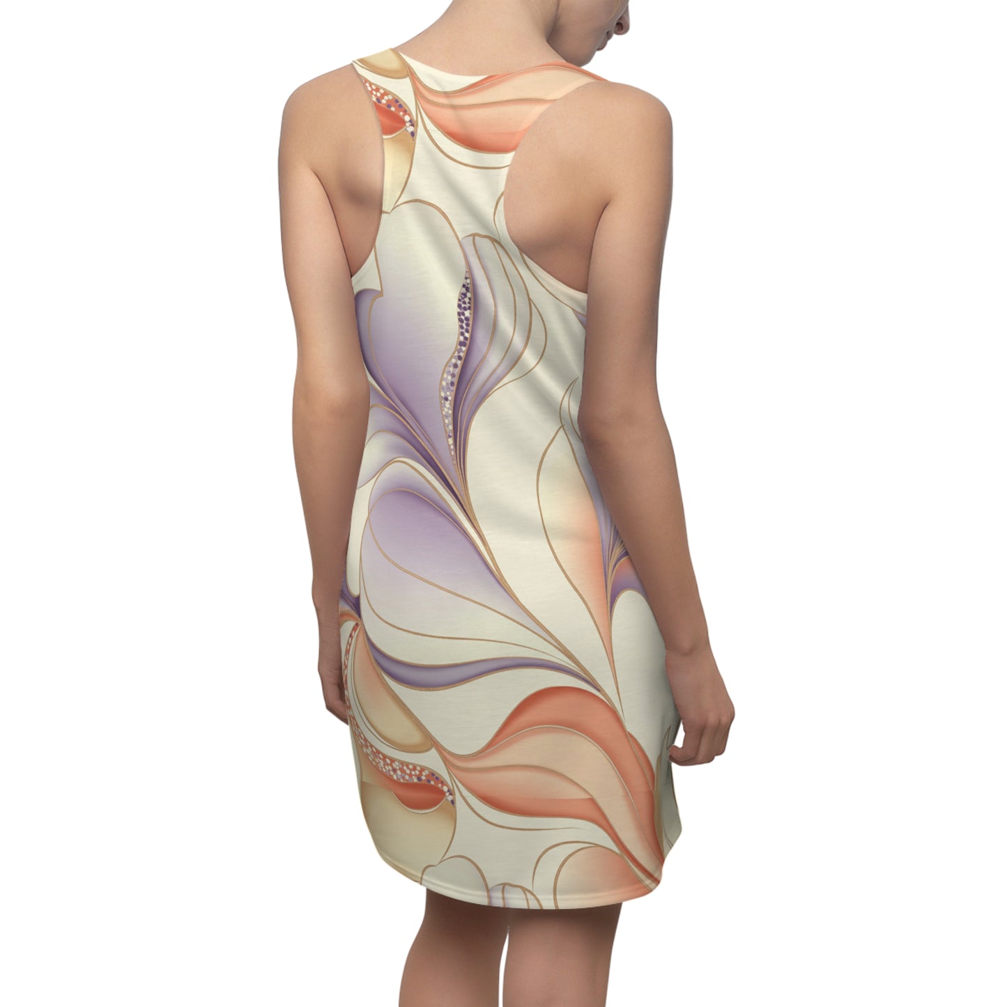 Racerback Dress - Abstract Contours Pastel Elegance Whispering Lines Lavender Rose Gold