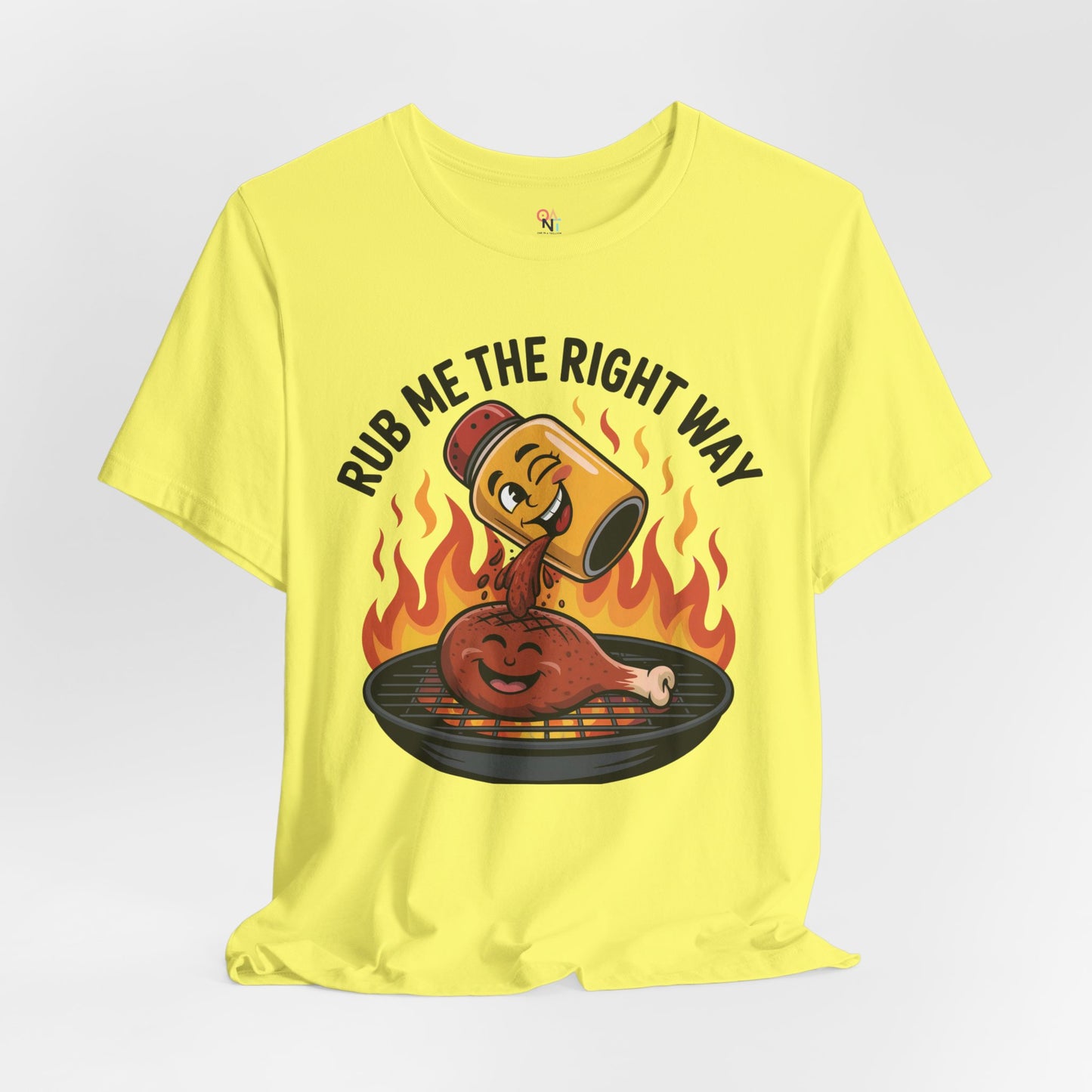 Fun Unisex T-Shirt with Cartoon Spice Shaker & Grilled Chicken Design – Playful BBQ Graphic