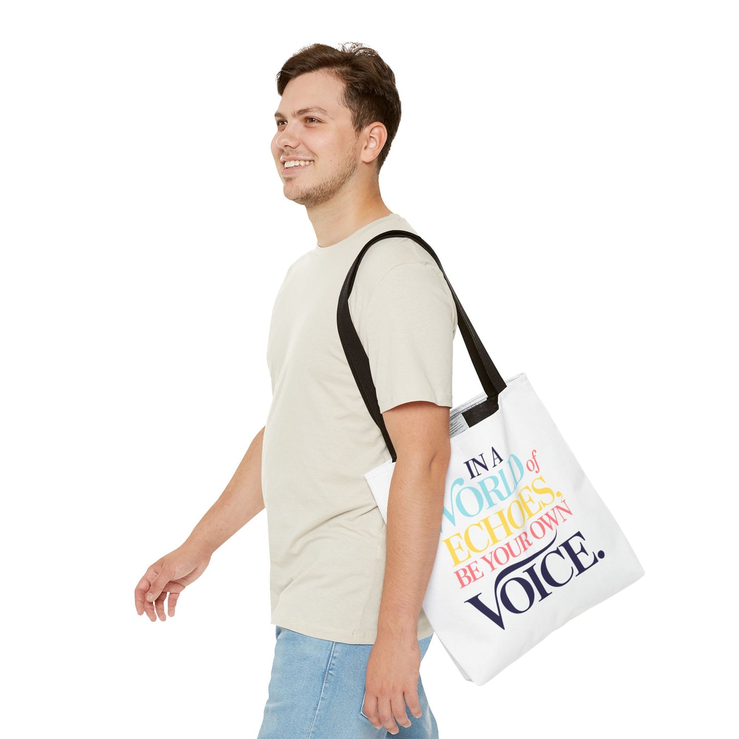 “Be Your Own Voice” Inspirational Tote Bag – Stylish, Durable, and Uniquely You