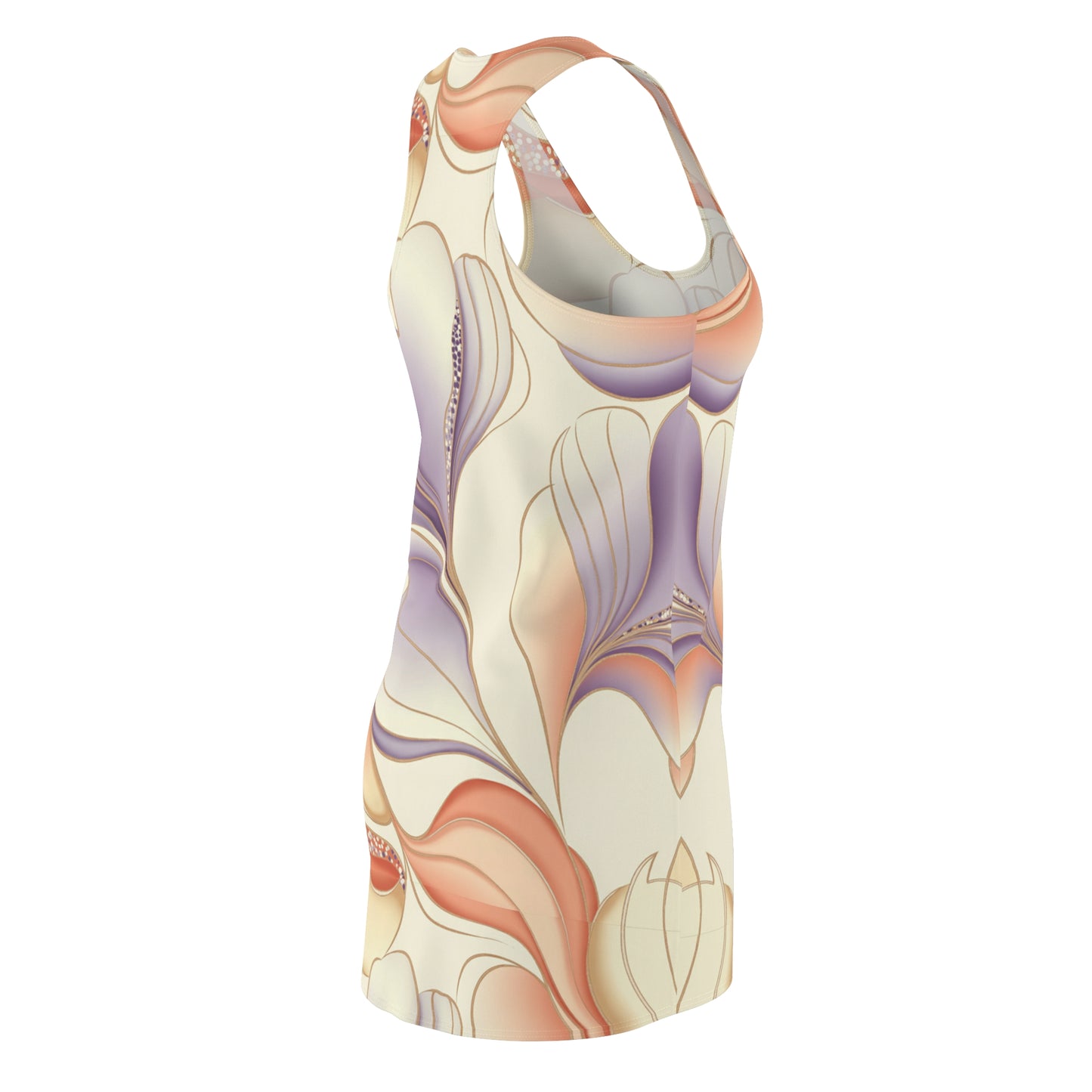 Racerback Dress - Abstract Contours Pastel Elegance Whispering Lines Lavender Rose Gold