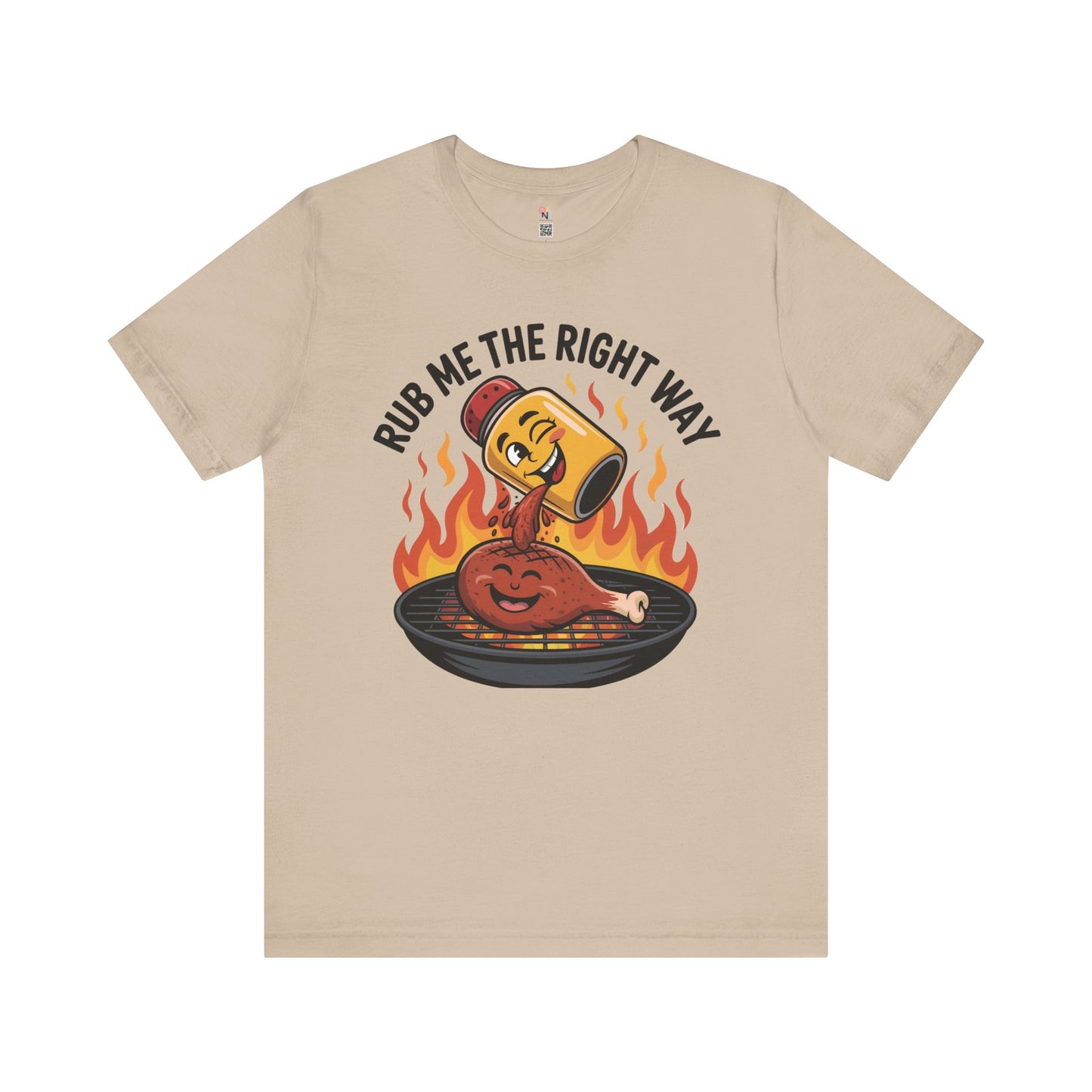 Fun Unisex T-Shirt with Cartoon Spice Shaker & Grilled Chicken Design – Playful BBQ Graphic