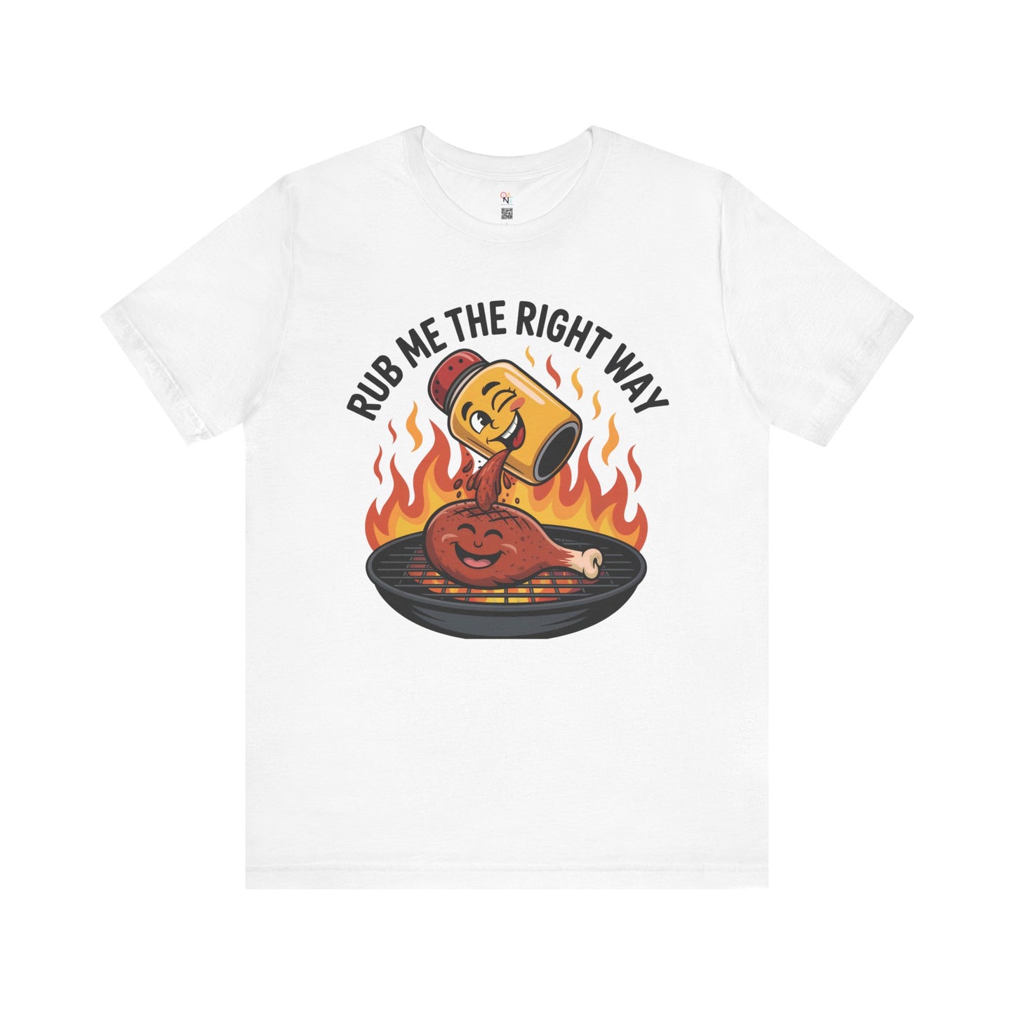 Fun Unisex T-Shirt with Cartoon Spice Shaker & Grilled Chicken Design – Playful BBQ Graphic