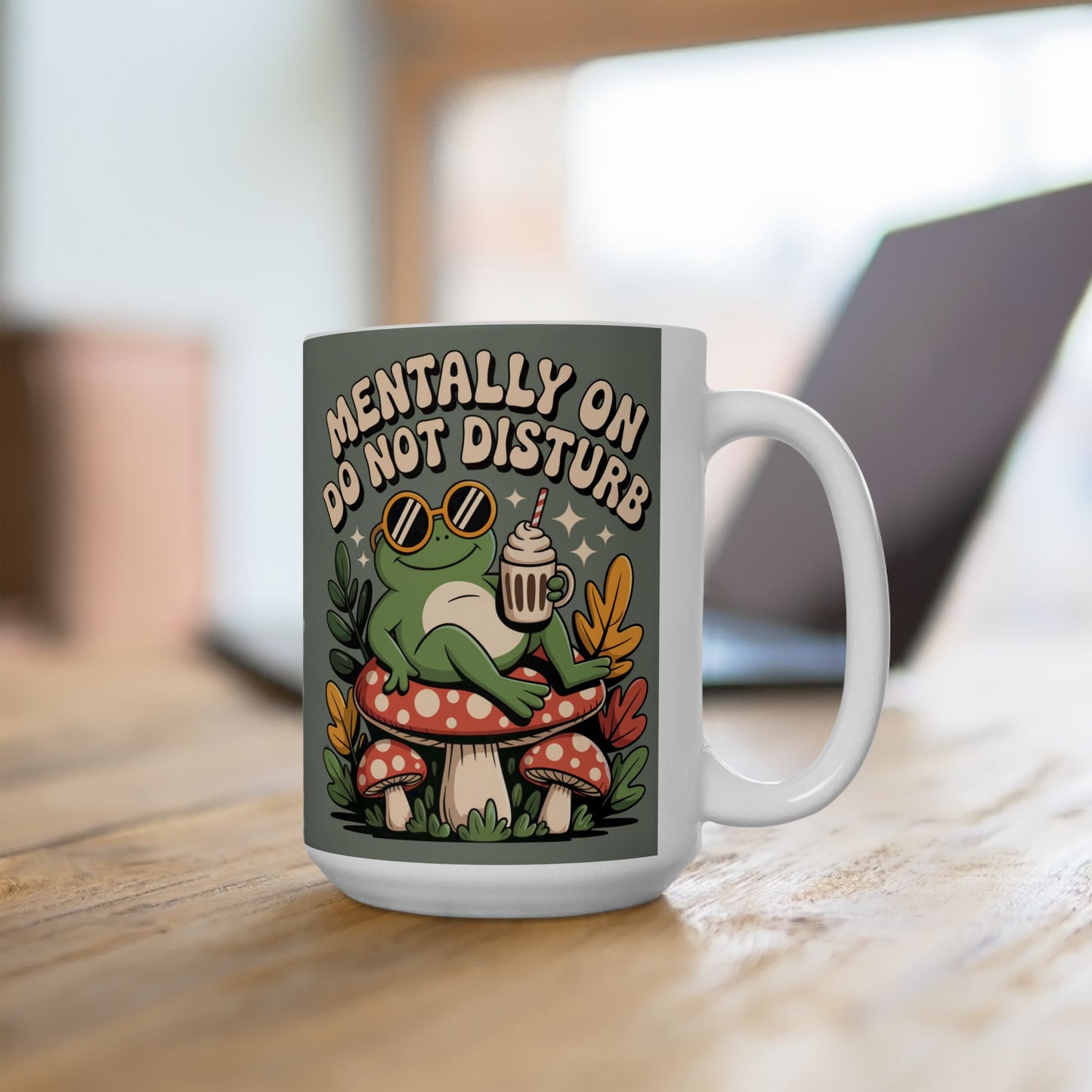 Mentally on Do Not Disturb - Coffee Vibe Mug, Retro Frog Design