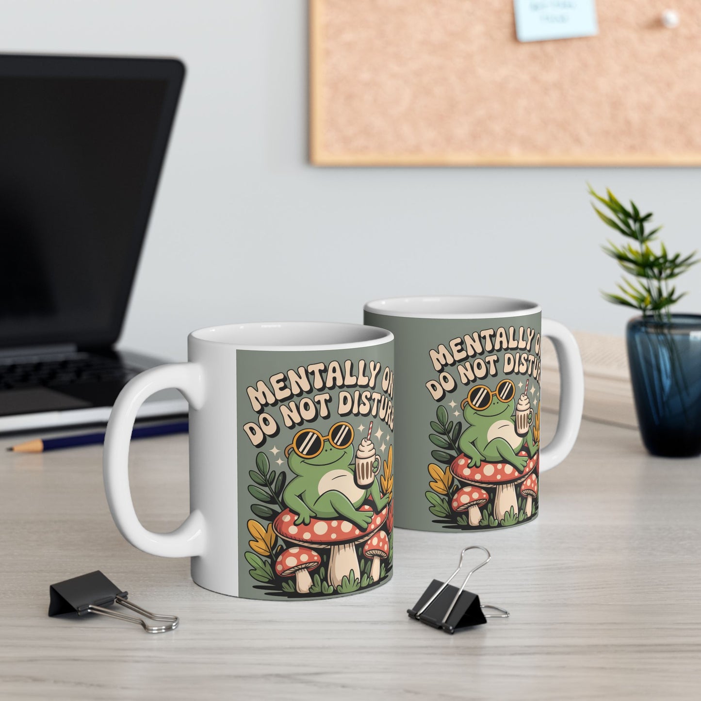 Mentally on Do Not Disturb - Coffee Vibe Mug, Retro Frog Design