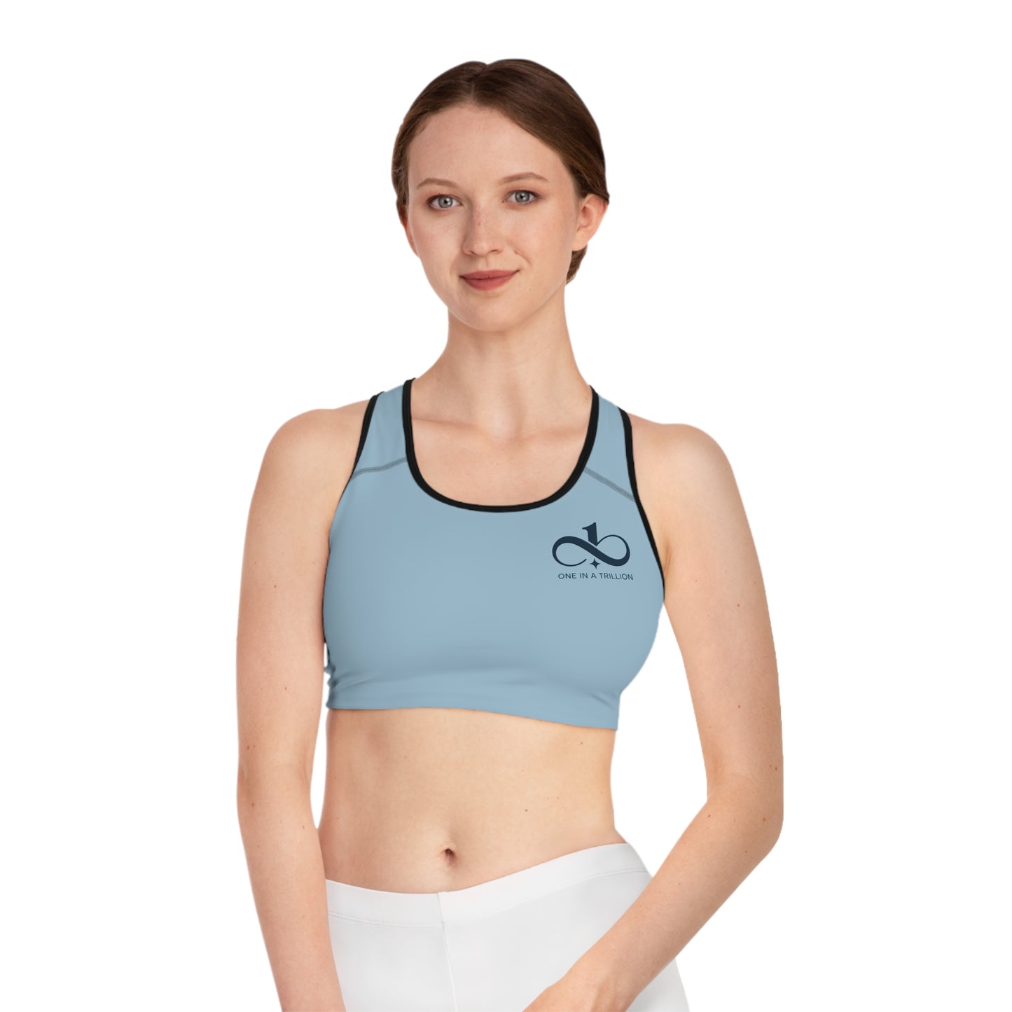 Sports Bra – One In A Trillion | Midnight Navy, Blue Calm & Coral Love Apparel Collection – Unisex, Mix & Match