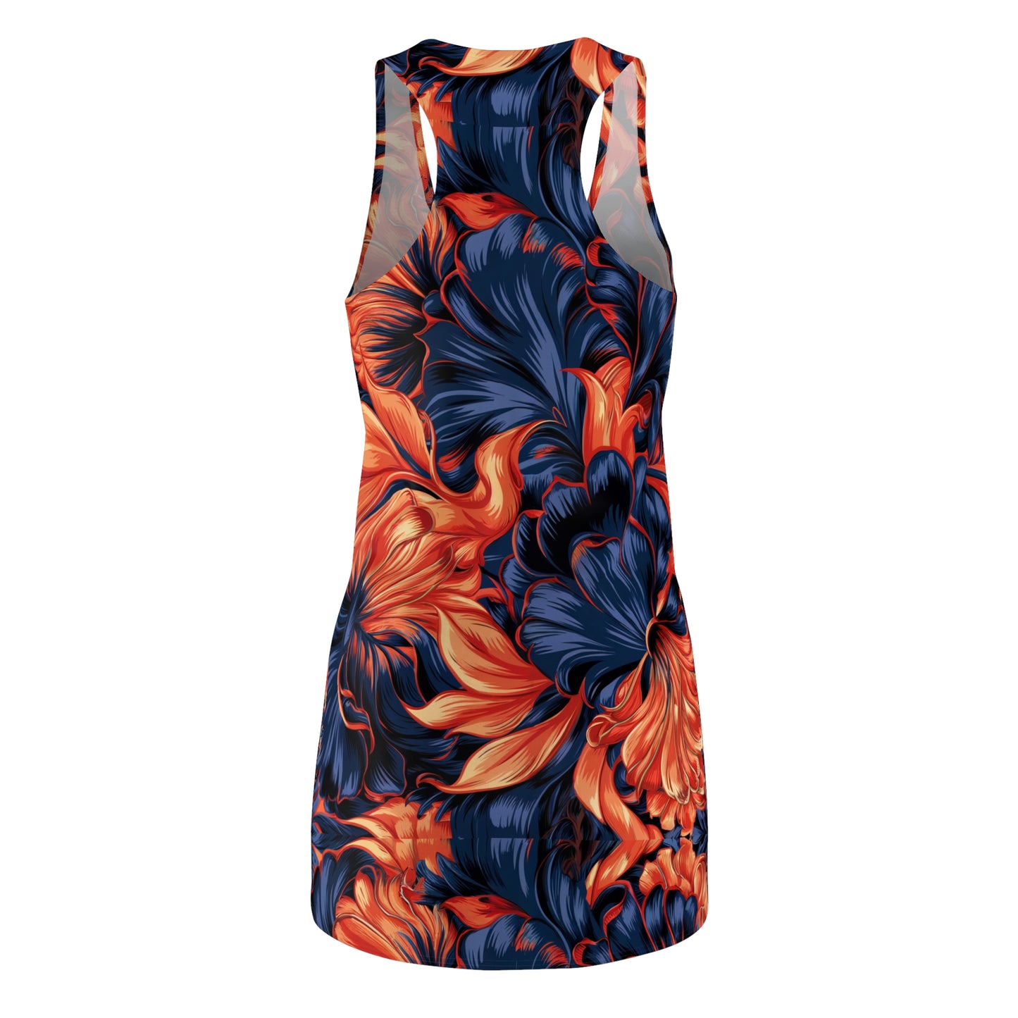 Vivid Navy & Tangerine Floral Pattern – Bold Elegance in Full Bloom