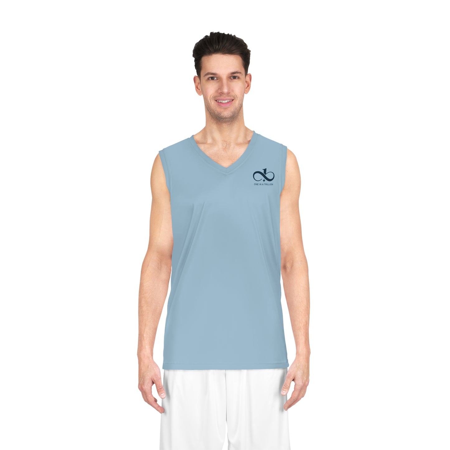 Cool Blue Basketball Jersey - One In A Trillion | Midnight Navy, Blue Calm & Coral Love Apparel Collection – Unisex, Mix & Match