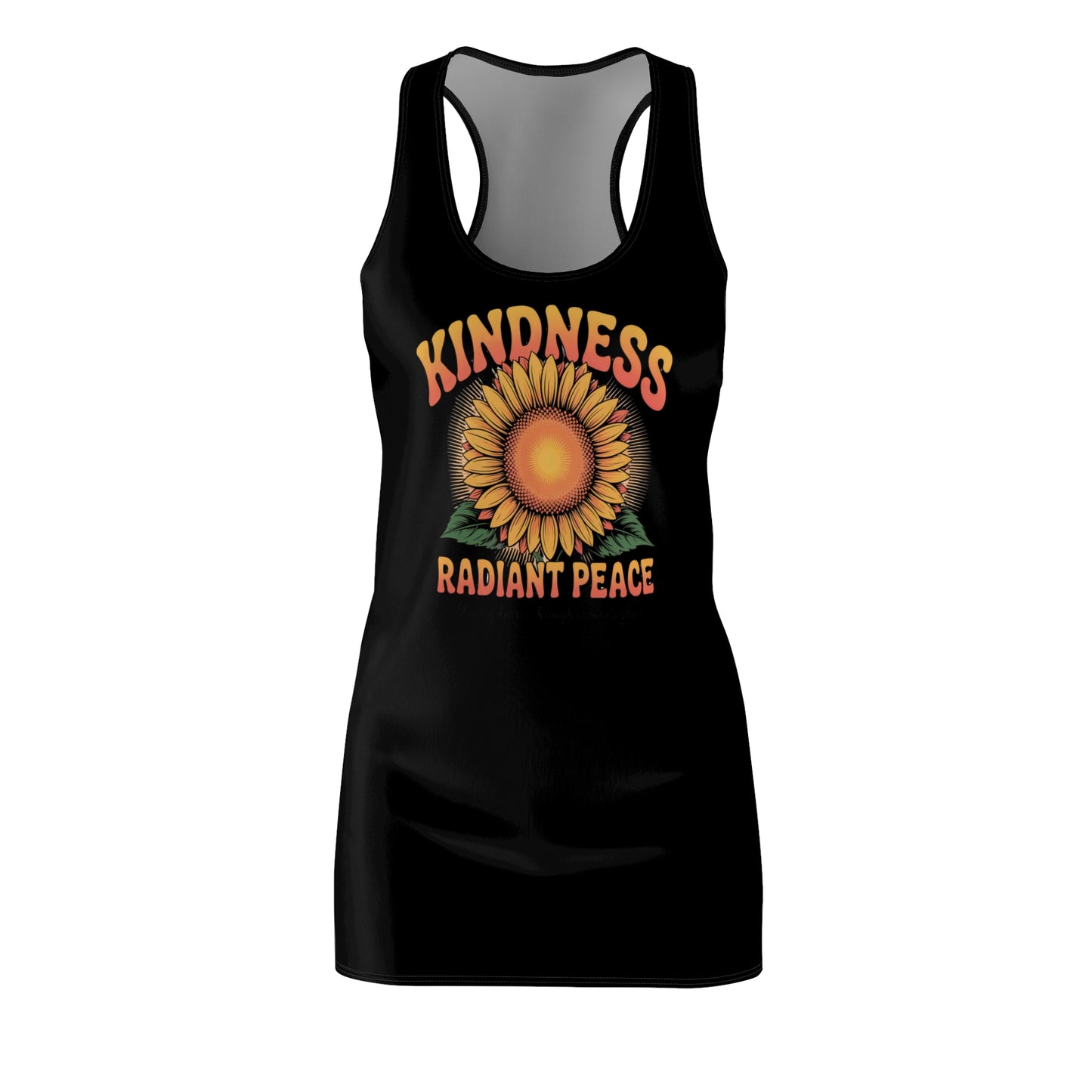 Racerback Dress Radiant Kindness Sunflower of Peace on Black