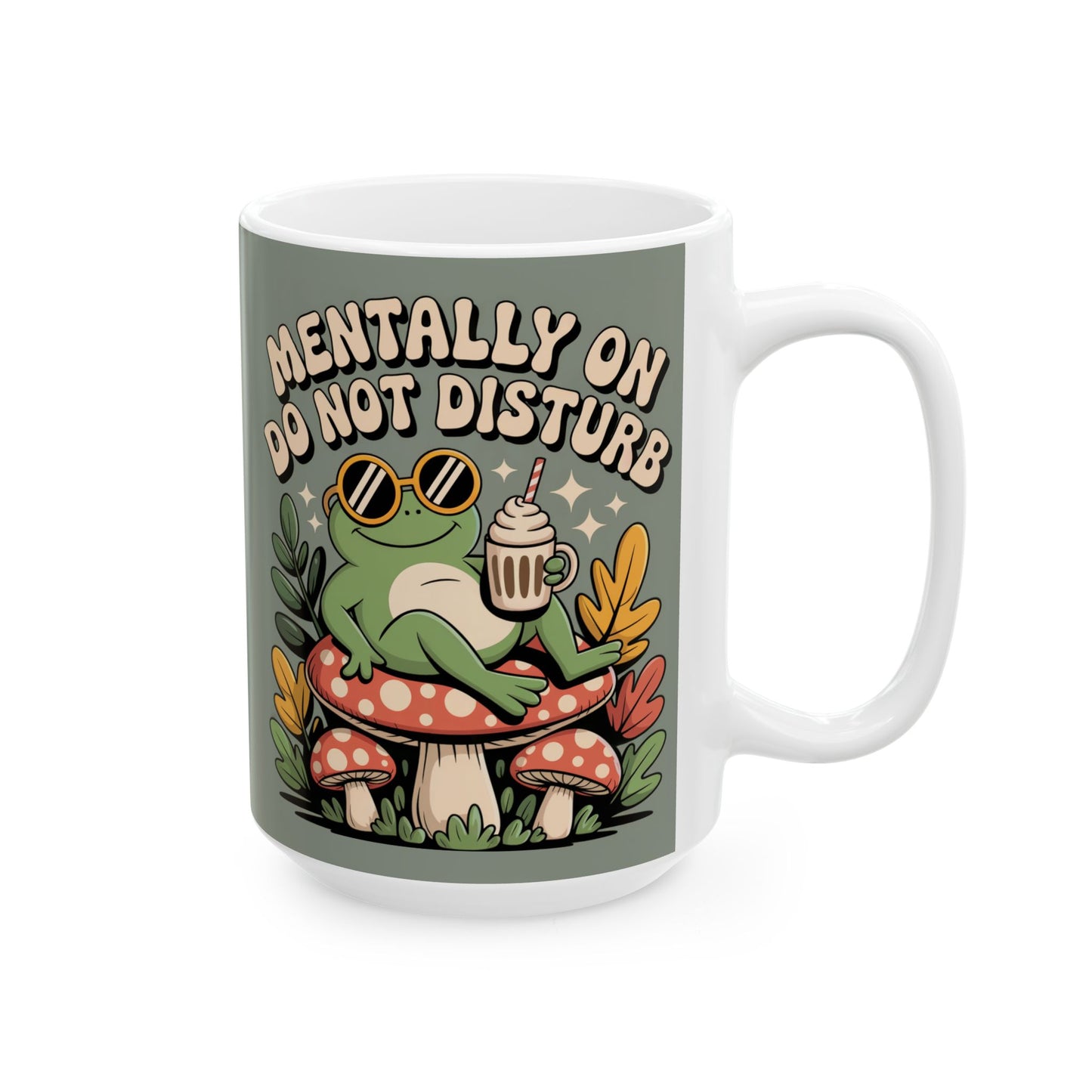 Mentally on Do Not Disturb - Coffee Vibe Mug, Retro Frog Design