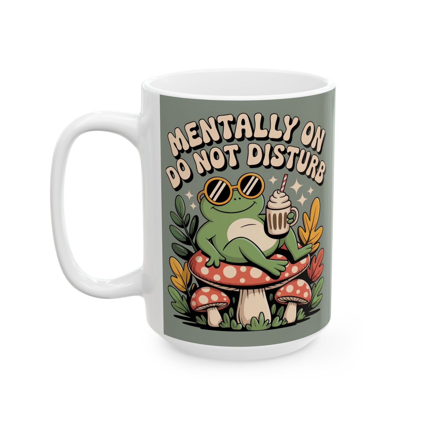 Mentally on Do Not Disturb - Coffee Vibe Mug, Retro Frog Design
