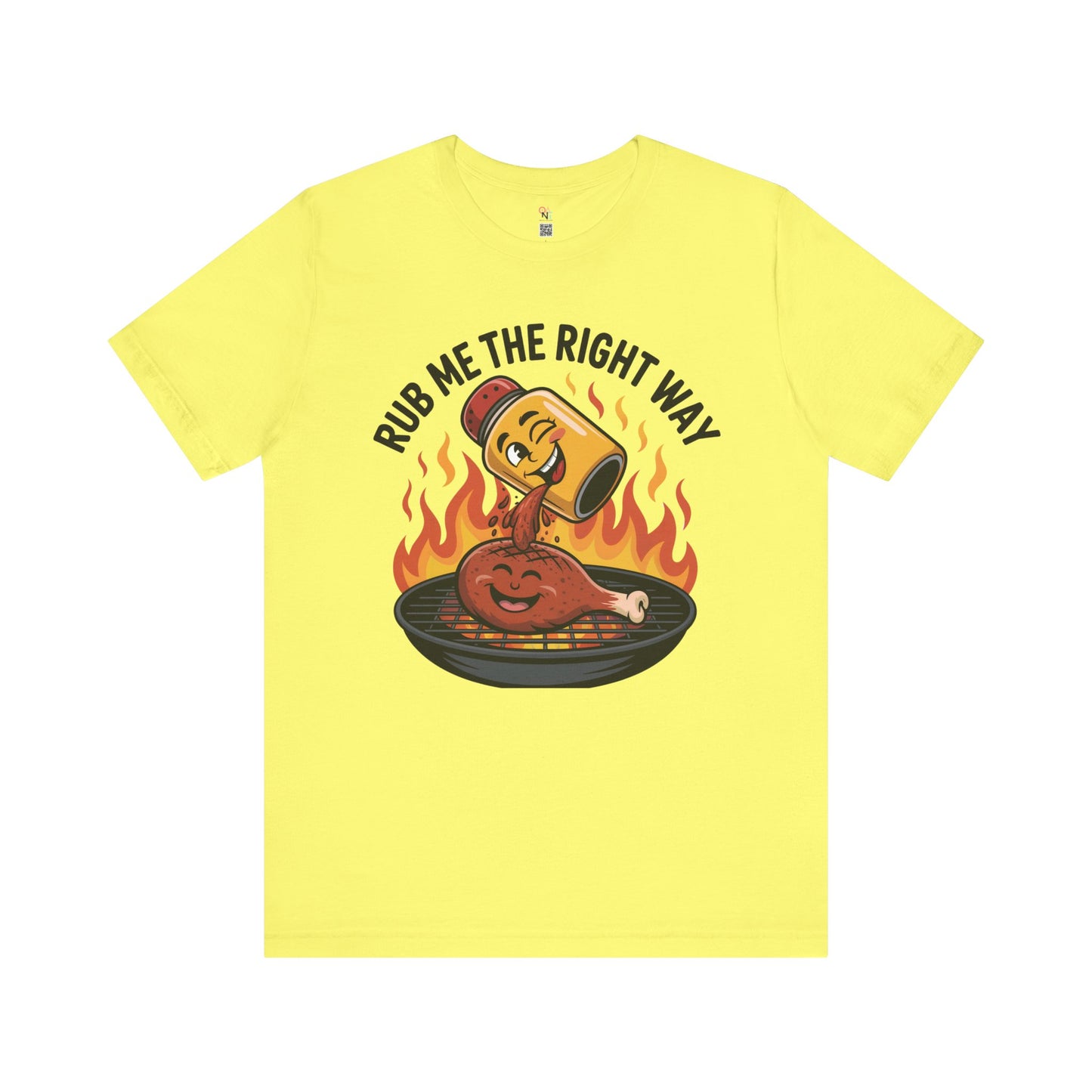 Fun Unisex T-Shirt with Cartoon Spice Shaker & Grilled Chicken Design – Playful BBQ Graphic