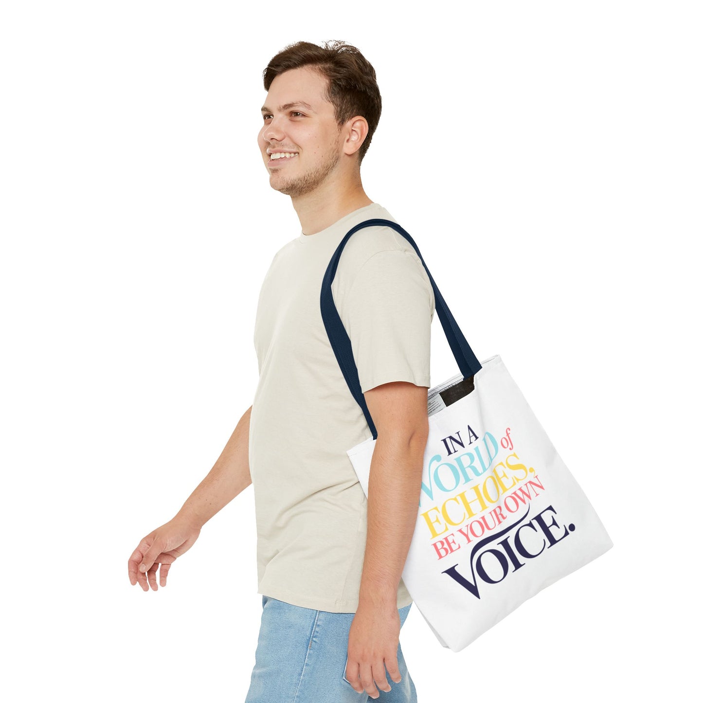 “Be Your Own Voice” Inspirational Tote Bag – Stylish, Durable, and Uniquely You