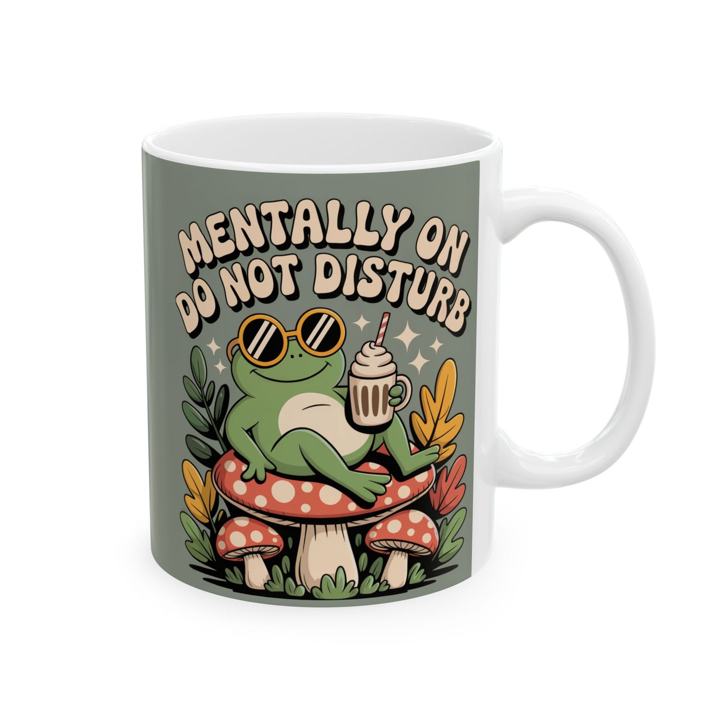 Mentally on Do Not Disturb - Coffee Vibe Mug, Retro Frog Design
