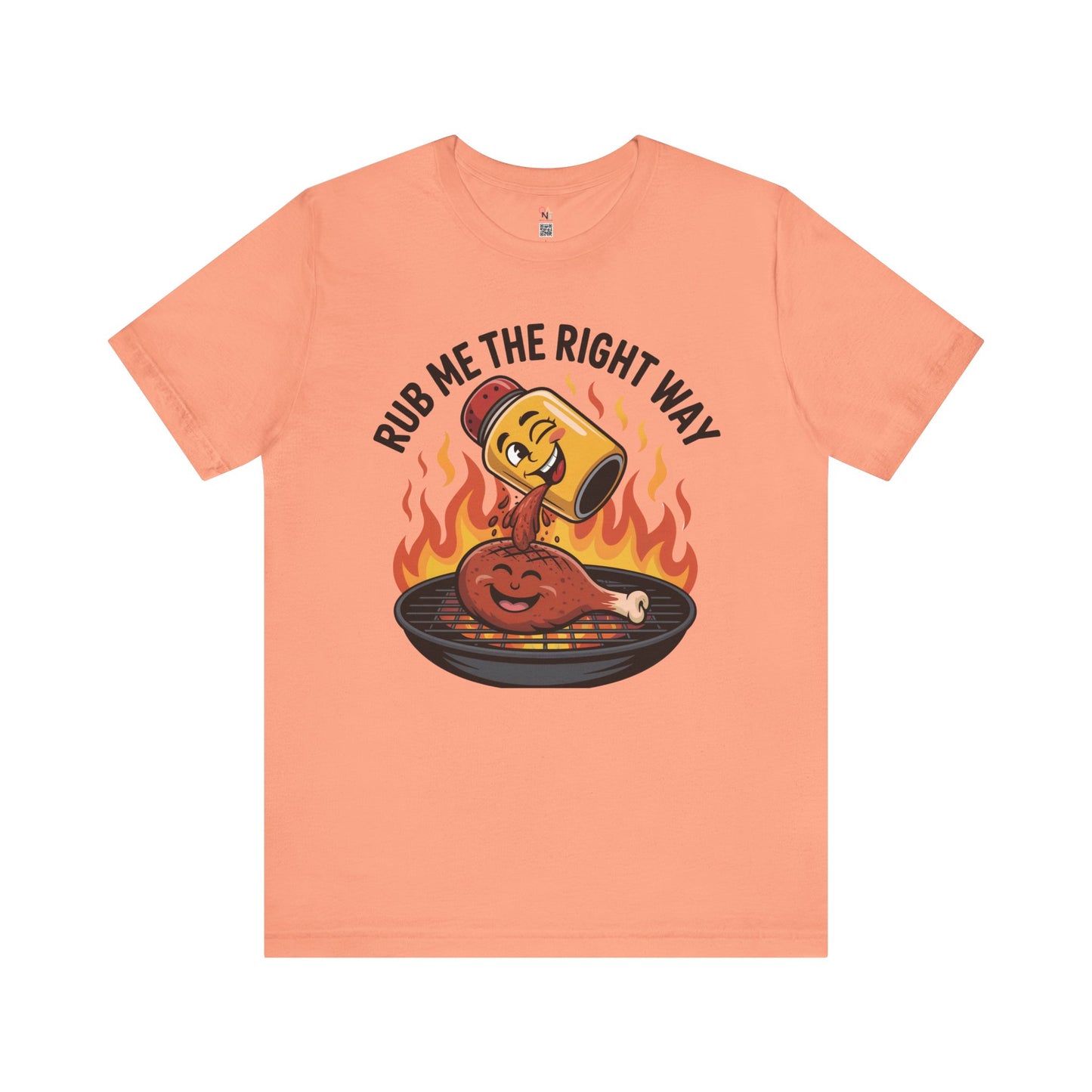 Fun Unisex T-Shirt with Cartoon Spice Shaker & Grilled Chicken Design – Playful BBQ Graphic