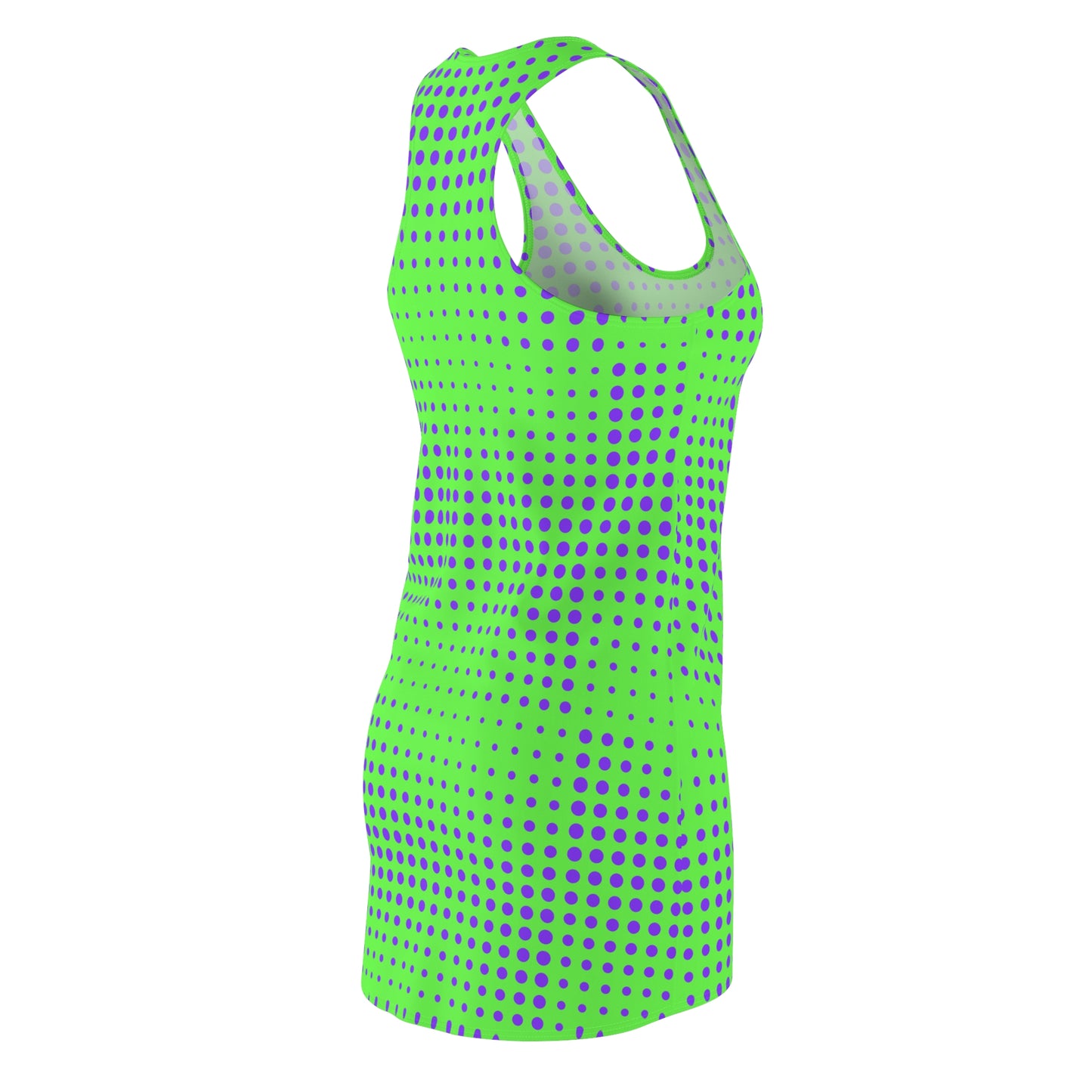 Racerback Dress - Lime Green & Vivid Purple Polka Dots Design