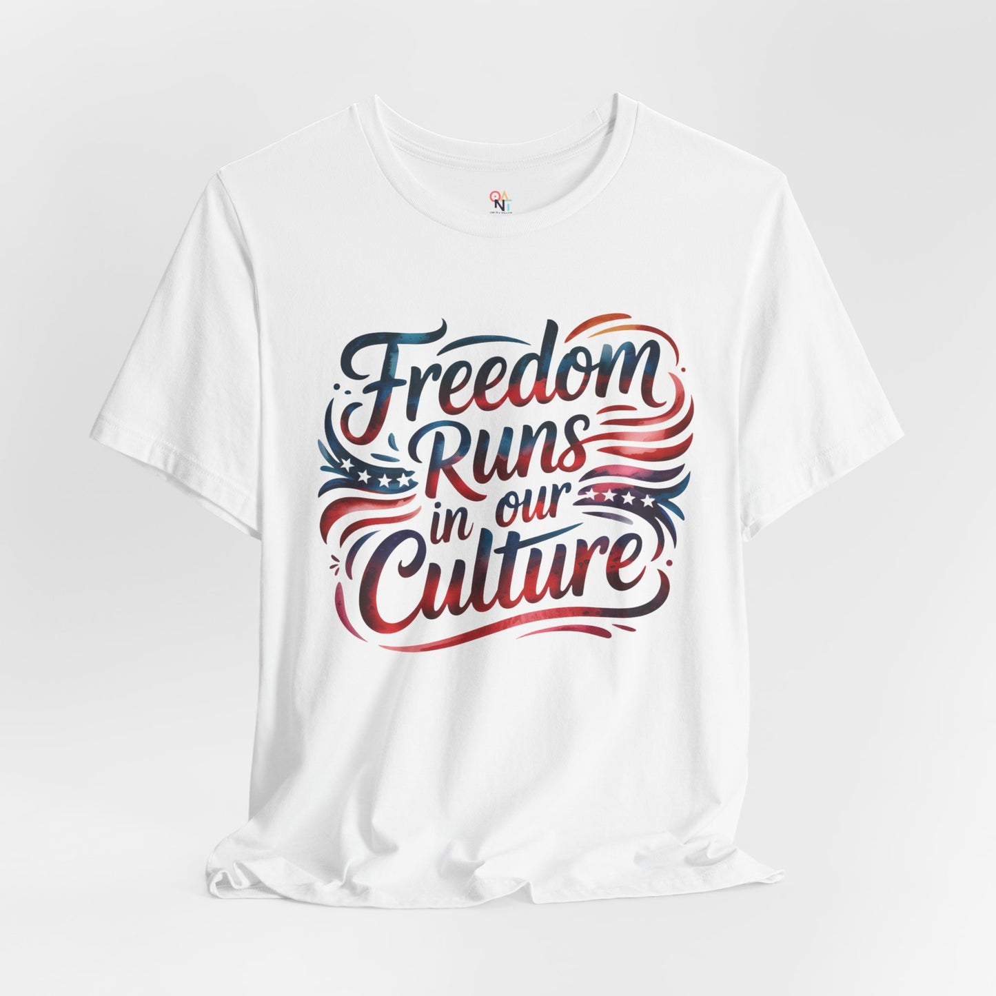 Freedom Runs in Our Culture T-Shirt – Watercolor Patriotic Quote | Unisex 4th of July Tee