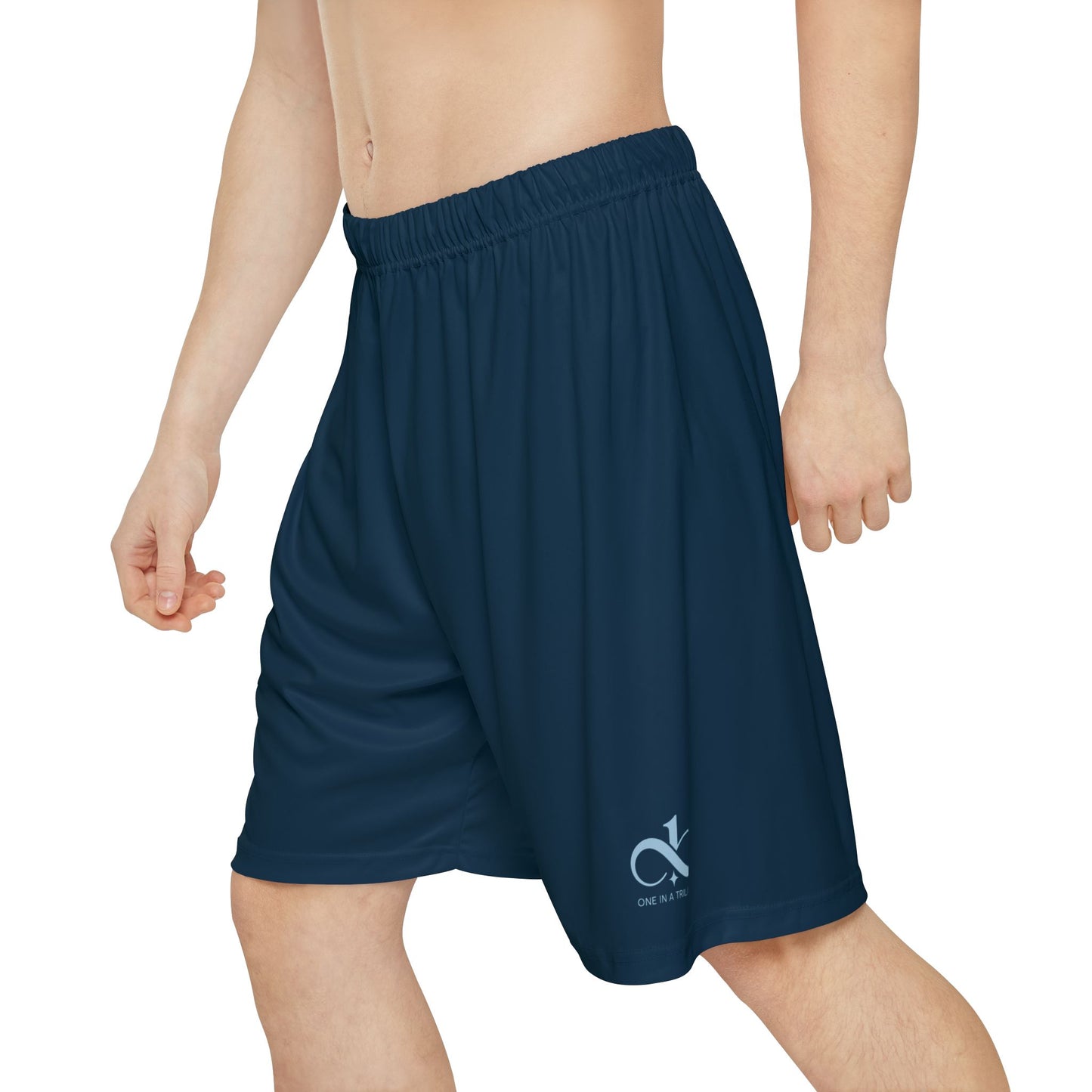 Men’s Sports Shorts-One In A Trillion | Midnight Navy, Blue Calm & Coral Love Apparel Collection – Unisex, Mix & Match
