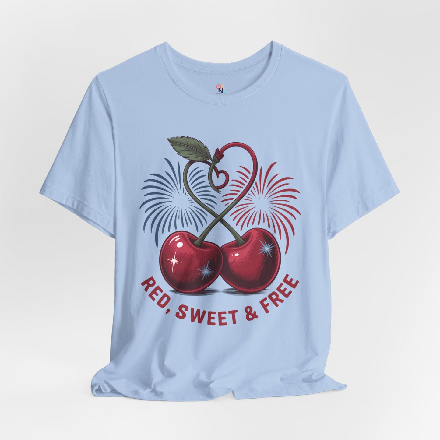 Red, Sweet & Free – Patriotic Cherry Heart 4th of July Unisex T-Shirt