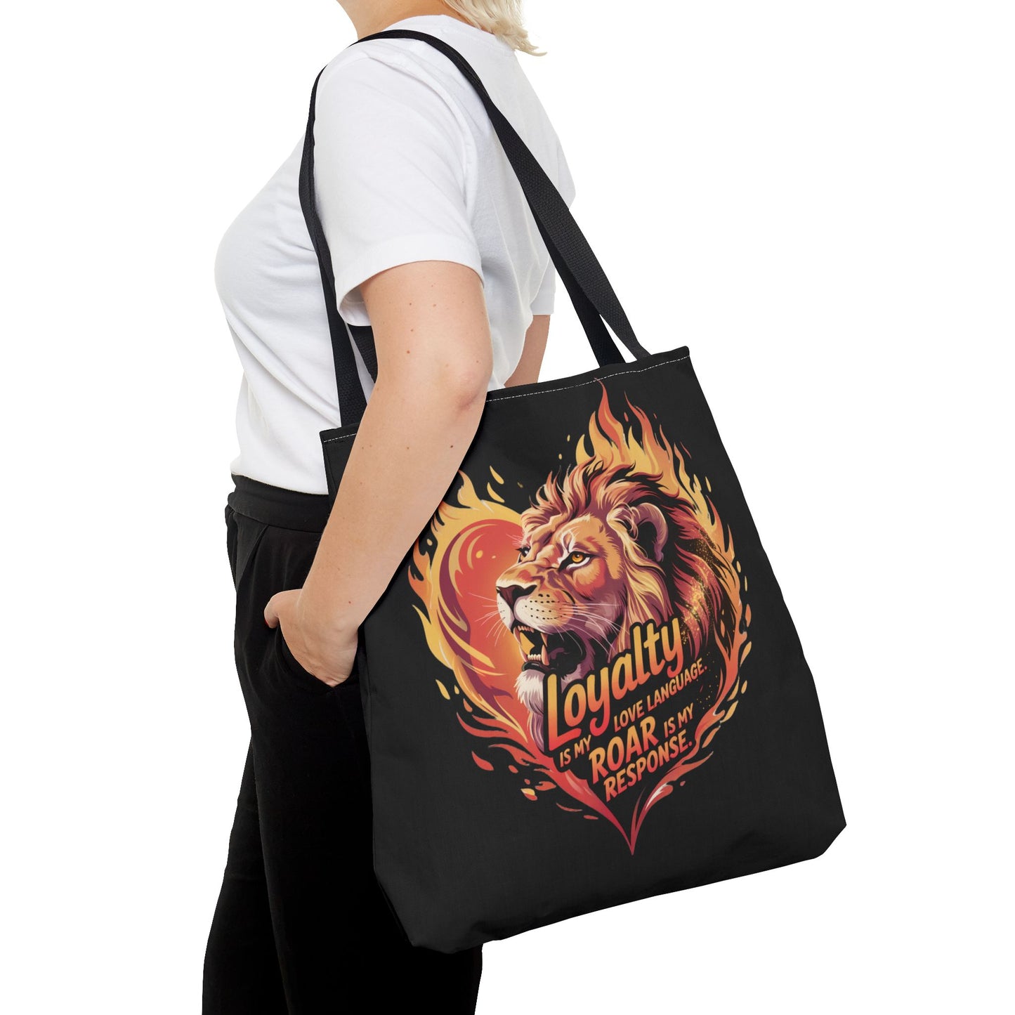Leo Gift Set – “Loyalty Is My Love Language. Roar Is My Response.” T-Shirt, Mug, Tumbler & Tote for Leos