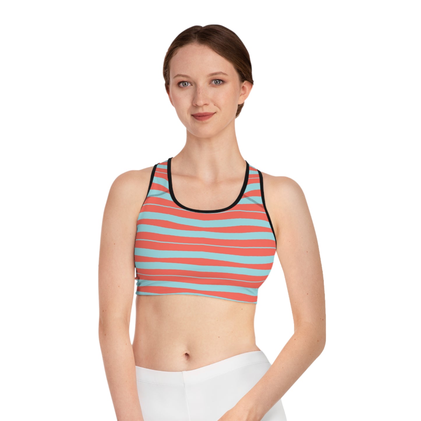 Calm Blue & Coral Sports Bra