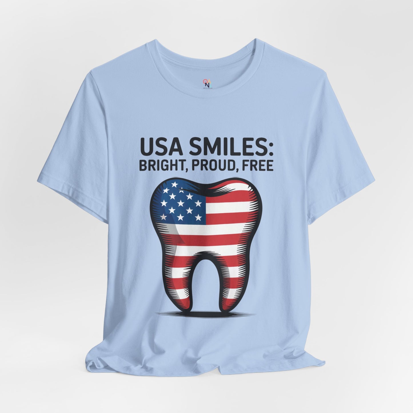 USA Smiles T-Shirt – Patriotic Dental Tee for 4th of July | Bright, Proud, Free