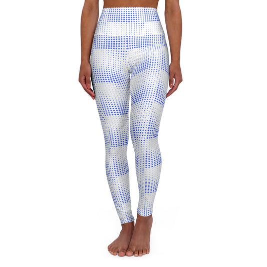 Yoga Leggings - Ultramarine Blue Dot Design for Bold Style and Confidence