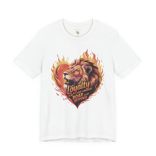Leo Gift Set – “Loyalty Is My Love Language. Roar Is My Response.” T-Shirt, Mug, Tumbler & Tote for Leos