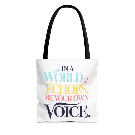 “Be Your Own Voice” Inspirational Tote Bag – Stylish, Durable, and Uniquely You