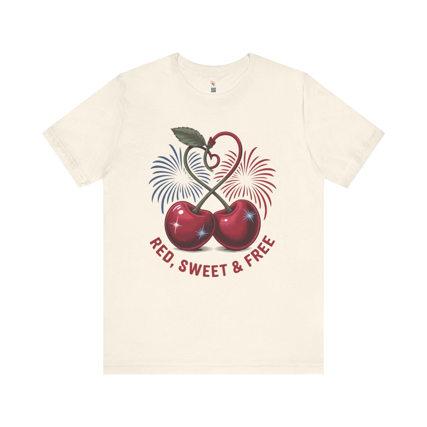 Red, Sweet & Free – Patriotic Cherry Heart 4th of July Unisex T-Shirt