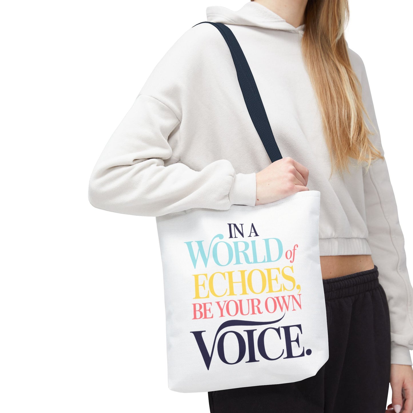 “Be Your Own Voice” Inspirational Tote Bag – Stylish, Durable, and Uniquely You