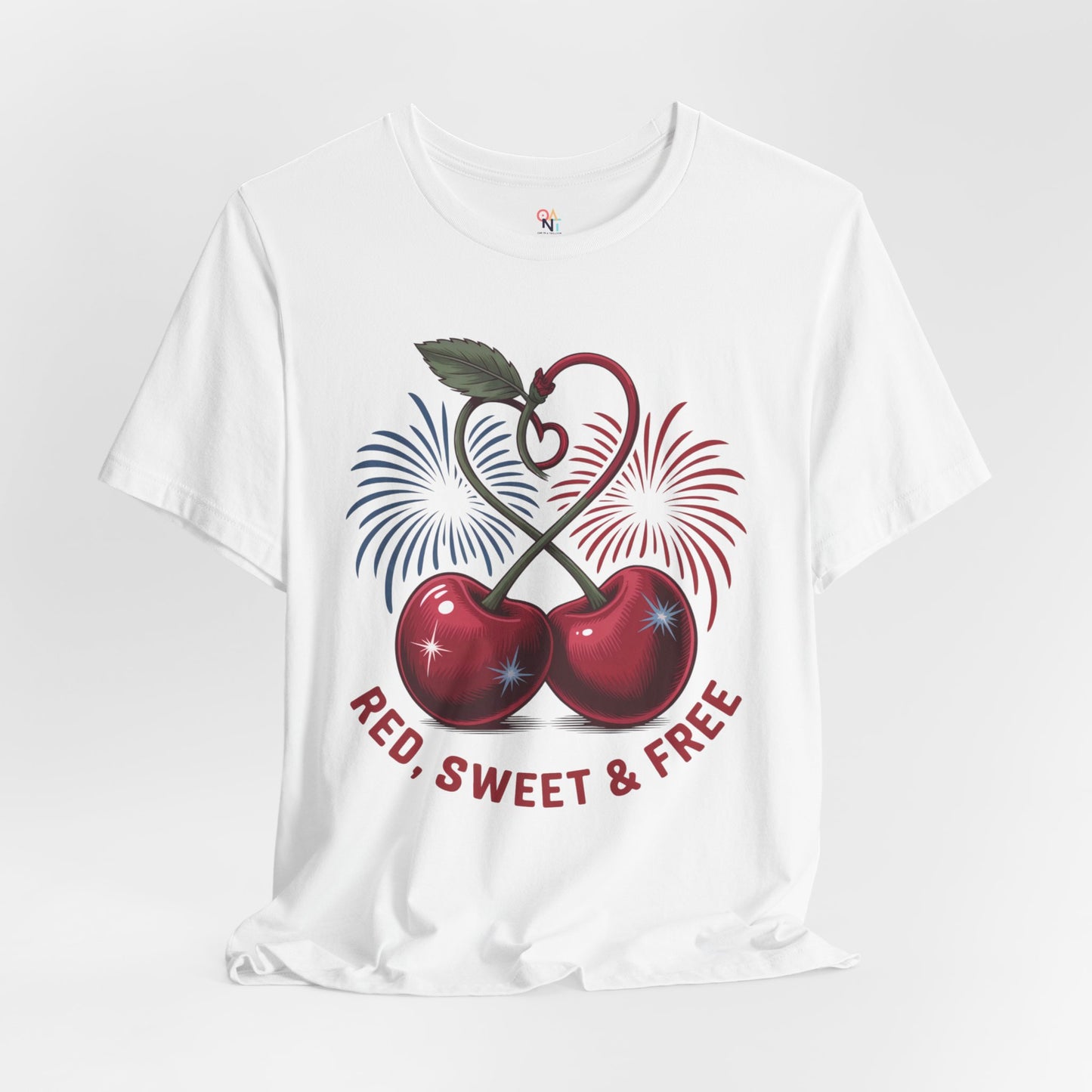 Red, Sweet & Free – Patriotic Cherry Heart 4th of July Unisex T-Shirt