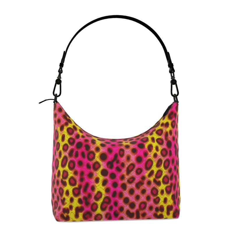 Neon Leopard Square Hobo Bag – Bold Pink & Yellow Statement by ONAT