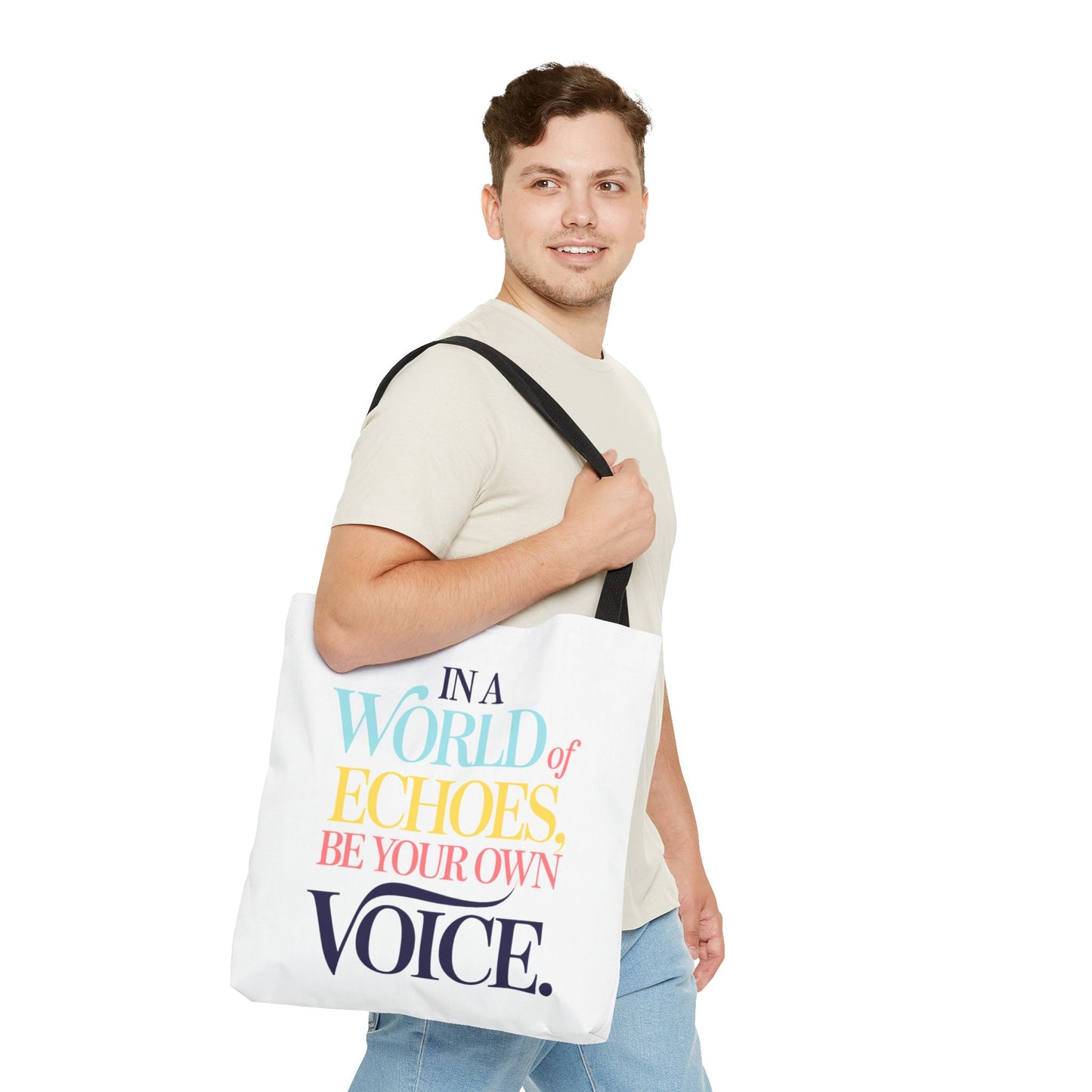 “Be Your Own Voice” Inspirational Tote Bag – Stylish, Durable, and Uniquely You