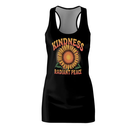Racerback Dress Radiant Kindness Sunflower of Peace on Black